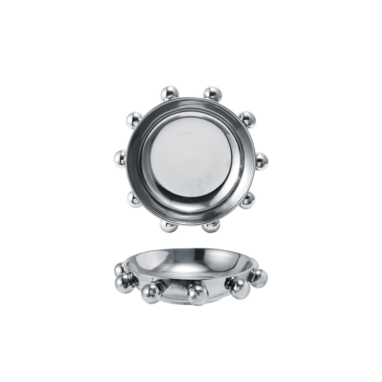 Stoneware Dish w/ Balls, Chrome Finish