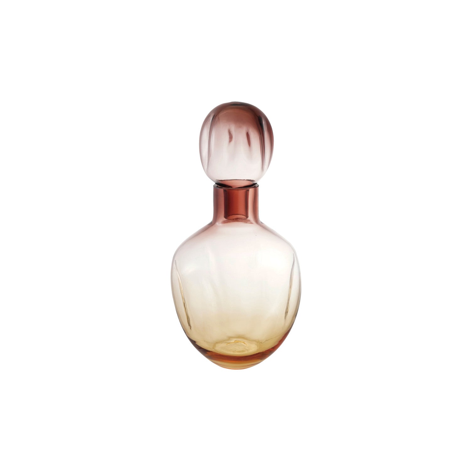 16 oz. Hand-Blown Glass Bottle with Stopper, Purple & Amber Ombre