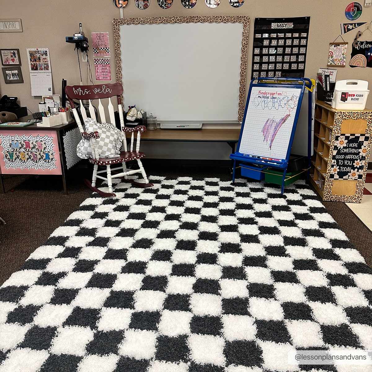 Atira Black & White Checkered Area Rug - Decor Addict, LLC