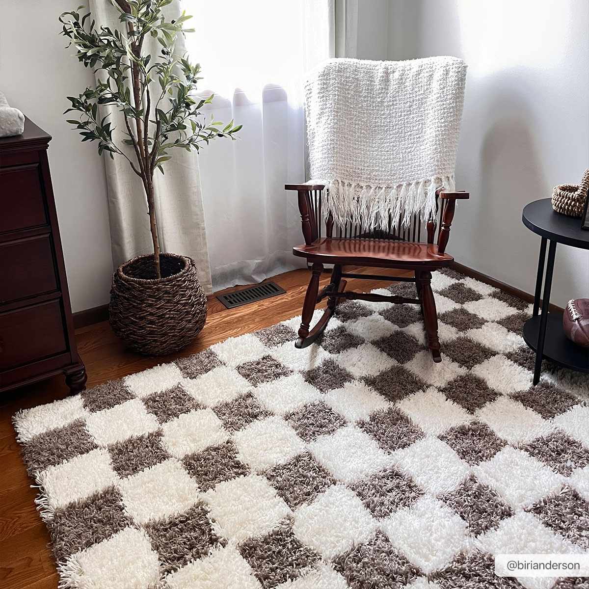 Atira Brown Checkered Area Rug - Decor Addict, LLC