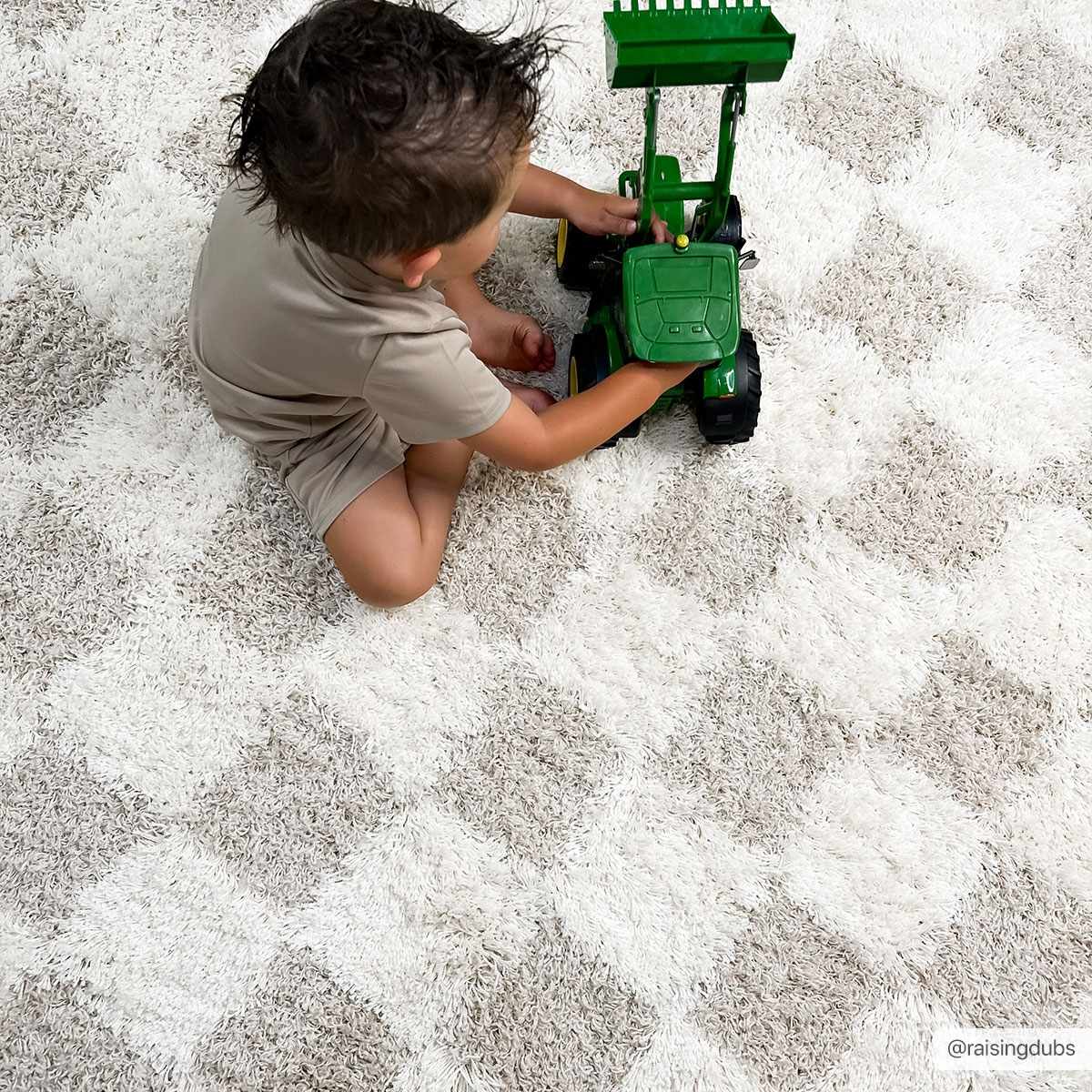 Atira Light Brown Checkered Area Rug - Decor Addict, LLC