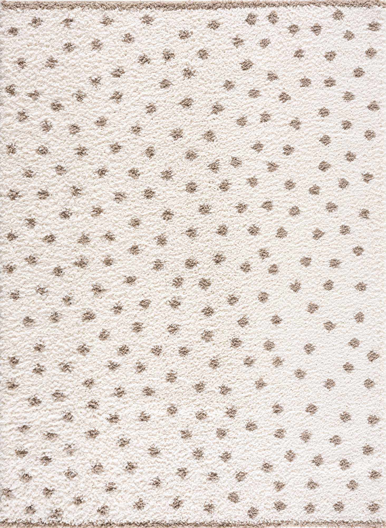 Chaia Dotted Cream & Brown Plush Rug - Decor Addict, LLC
