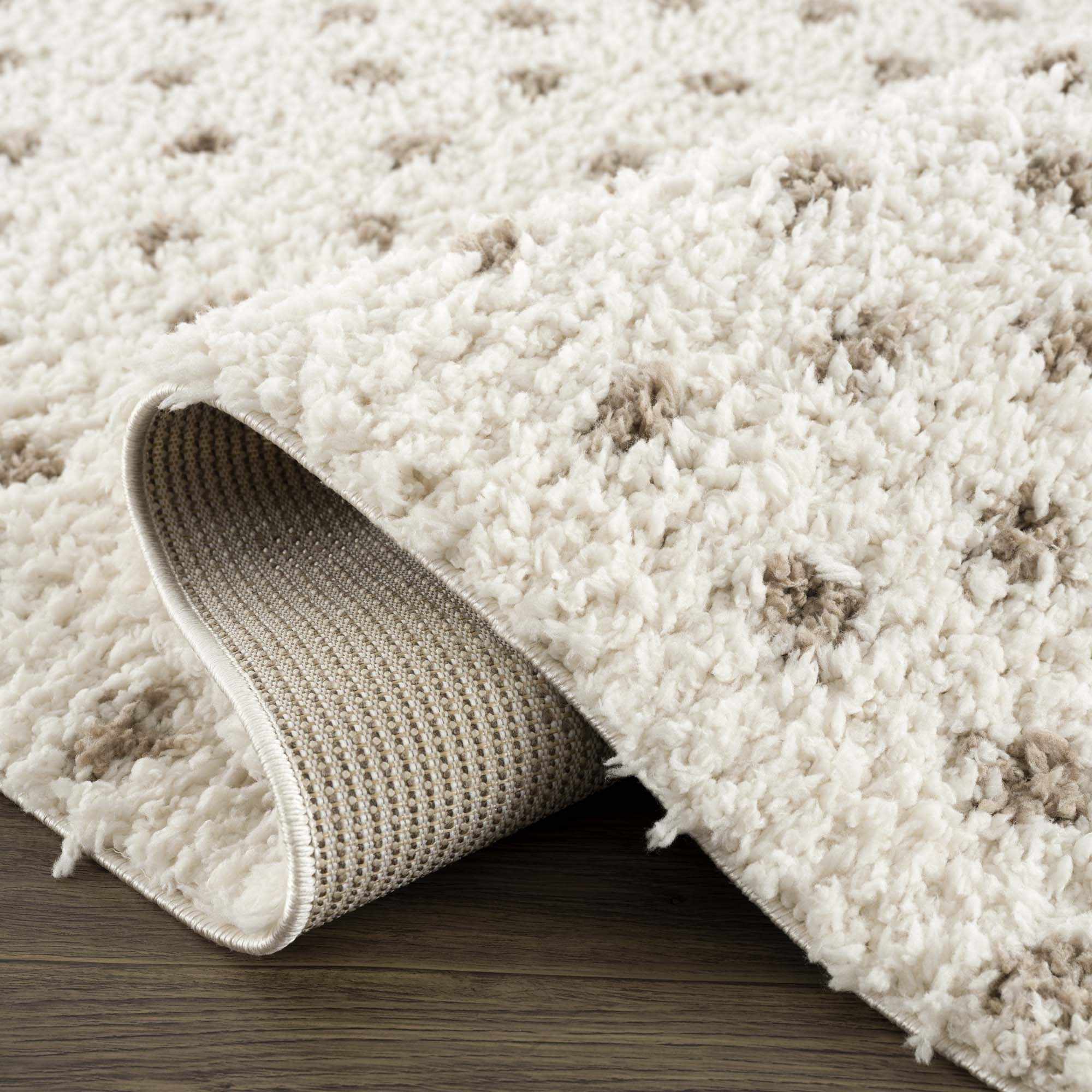 Chaia Dotted Cream & Brown Plush Rug - Decor Addict, LLC