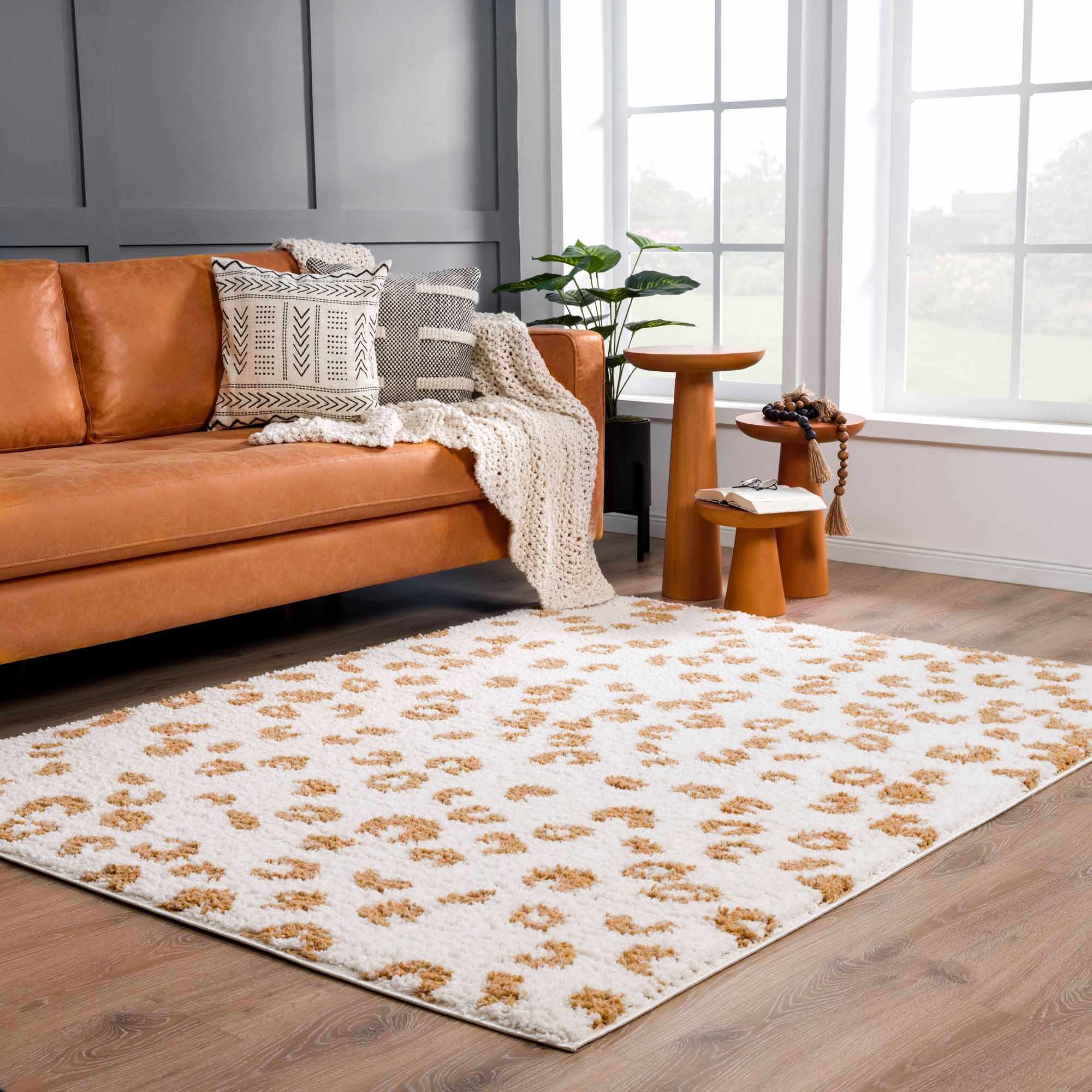 Altin Leopard Print White Area Rug - Decor Addict, LLC