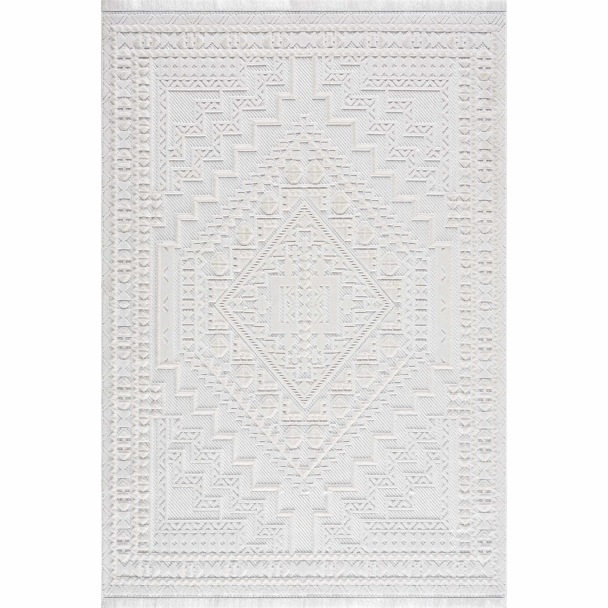 Alya White Fringe Rug - Decor Addict, LLC