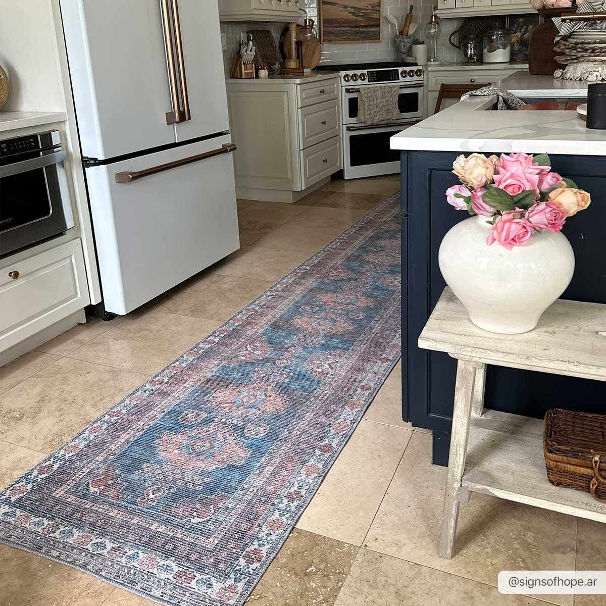 Baltinglass Rust & Blue Washable Area Rug - Decor Addict, LLC
