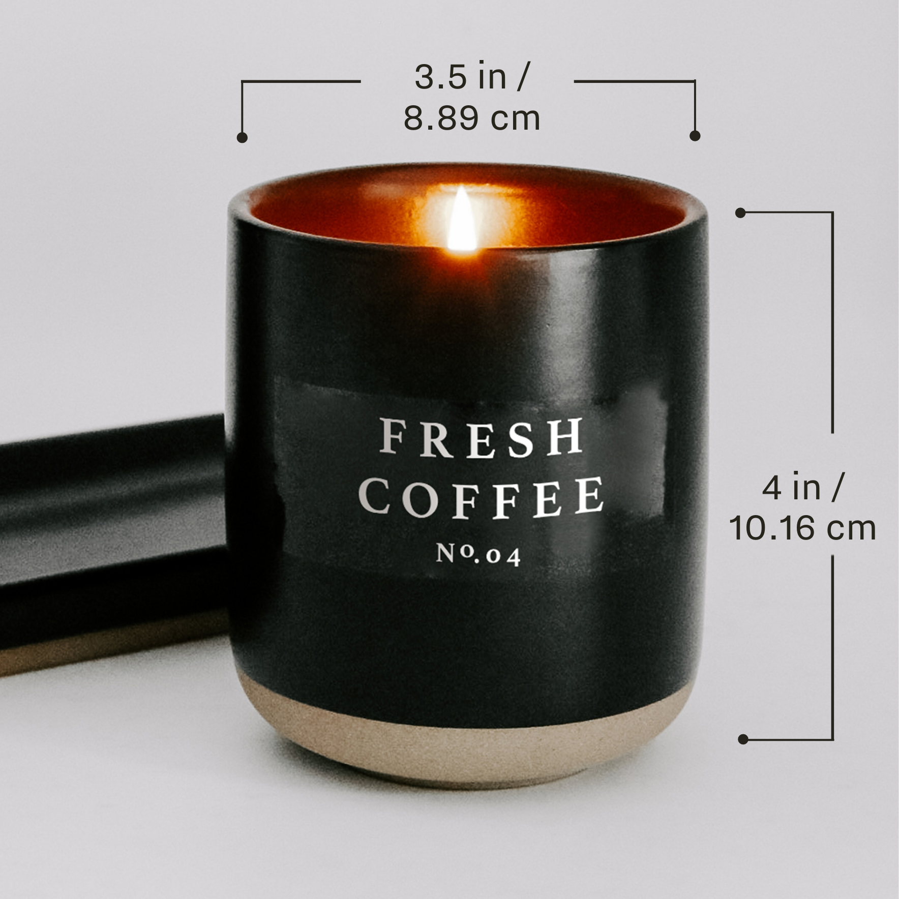 Fresh Coffee Soy Candle - Black Stoneware Jar - 12 oz - Decor Addict, LLC