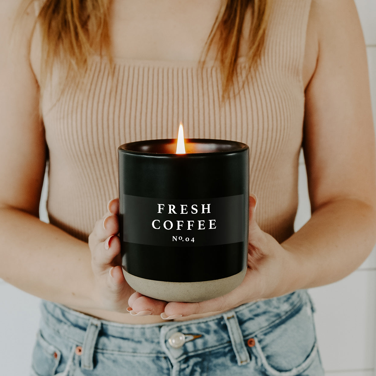 Fresh Coffee Soy Candle - Black Stoneware Jar - 12 oz - Decor Addict, LLC