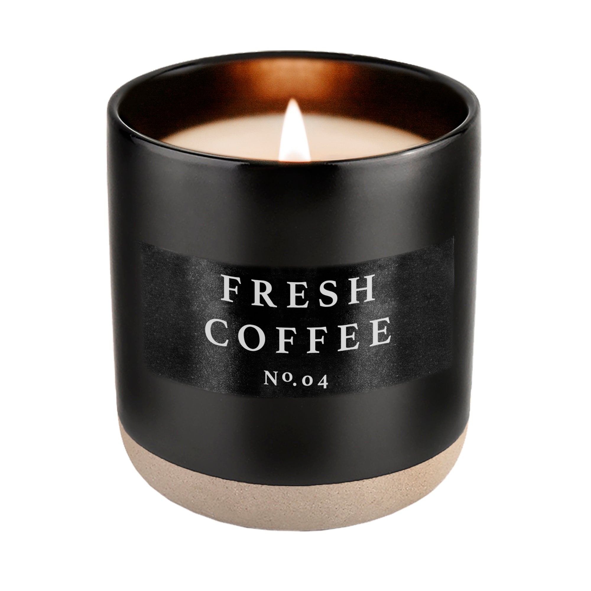 Fresh Coffee Soy Candle - Black Stoneware Jar - 12 oz - Decor Addict, LLC