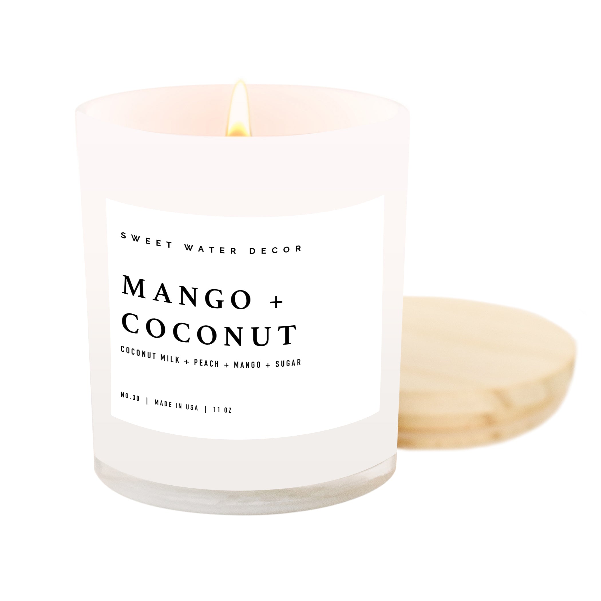 Mango and Coconut Soy Candle - White Jar - 11 oz - Decor Addict, LLC
