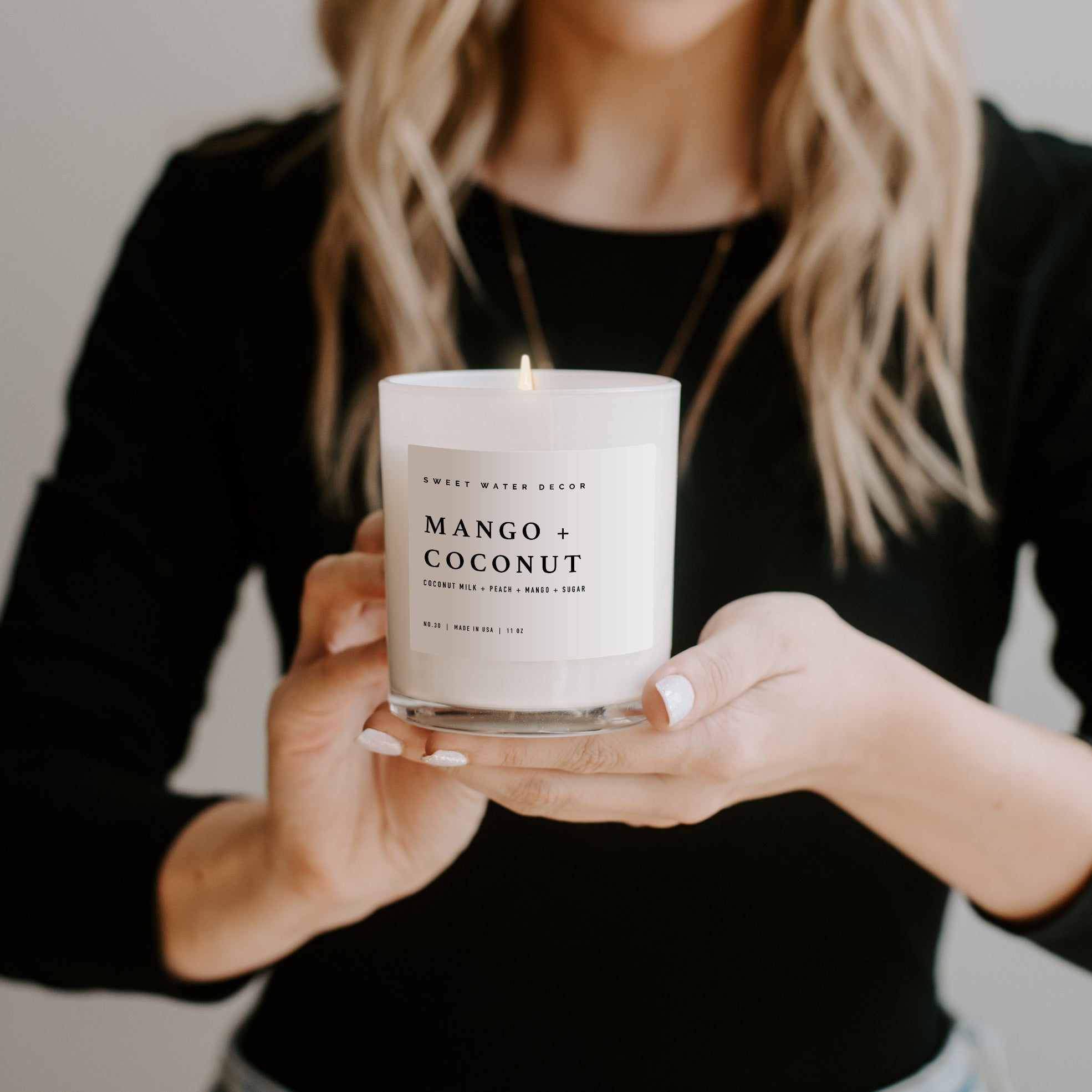 Mango and Coconut Soy Candle - White Jar - 11 oz - Decor Addict, LLC