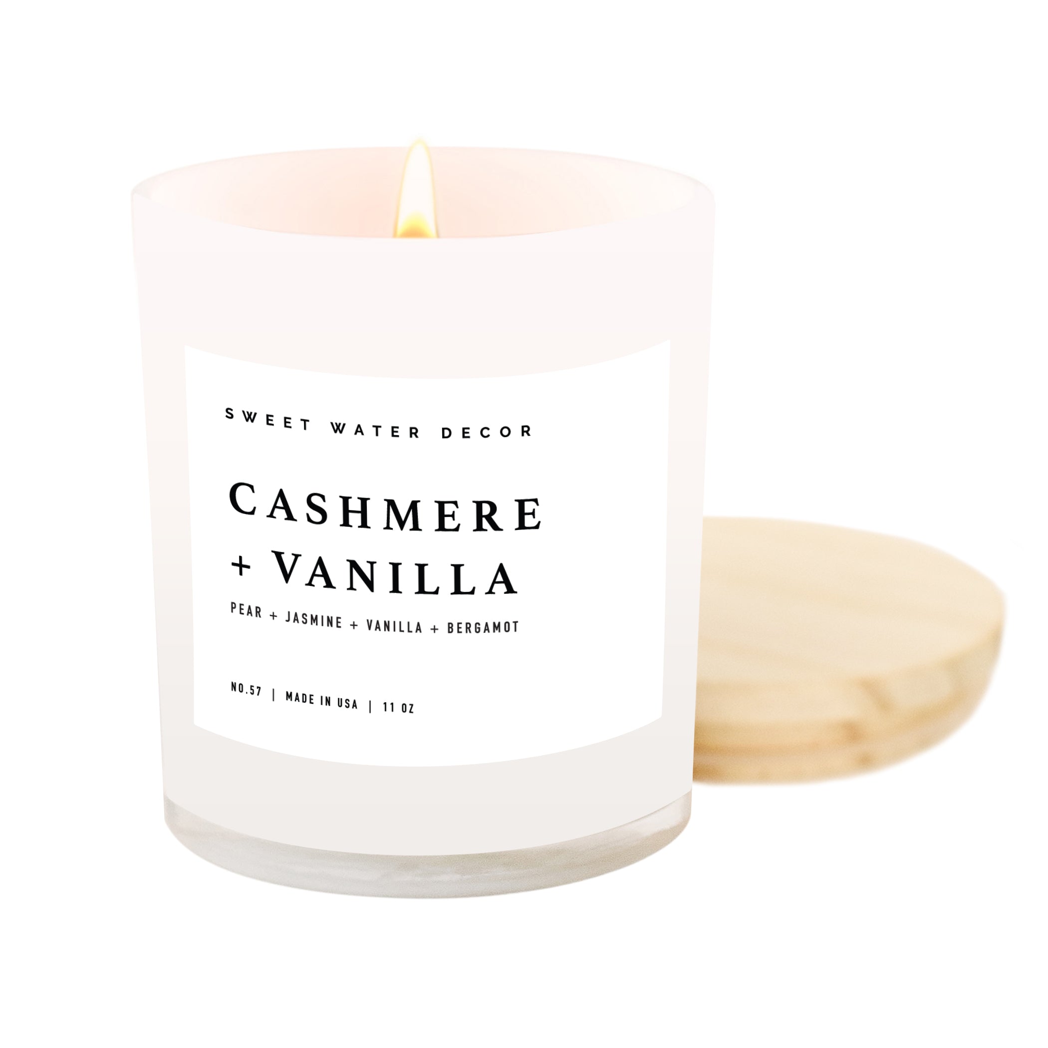 Cashmere and Vanilla Soy Candle - White Jar - 11 oz - Decor Addict, LLC