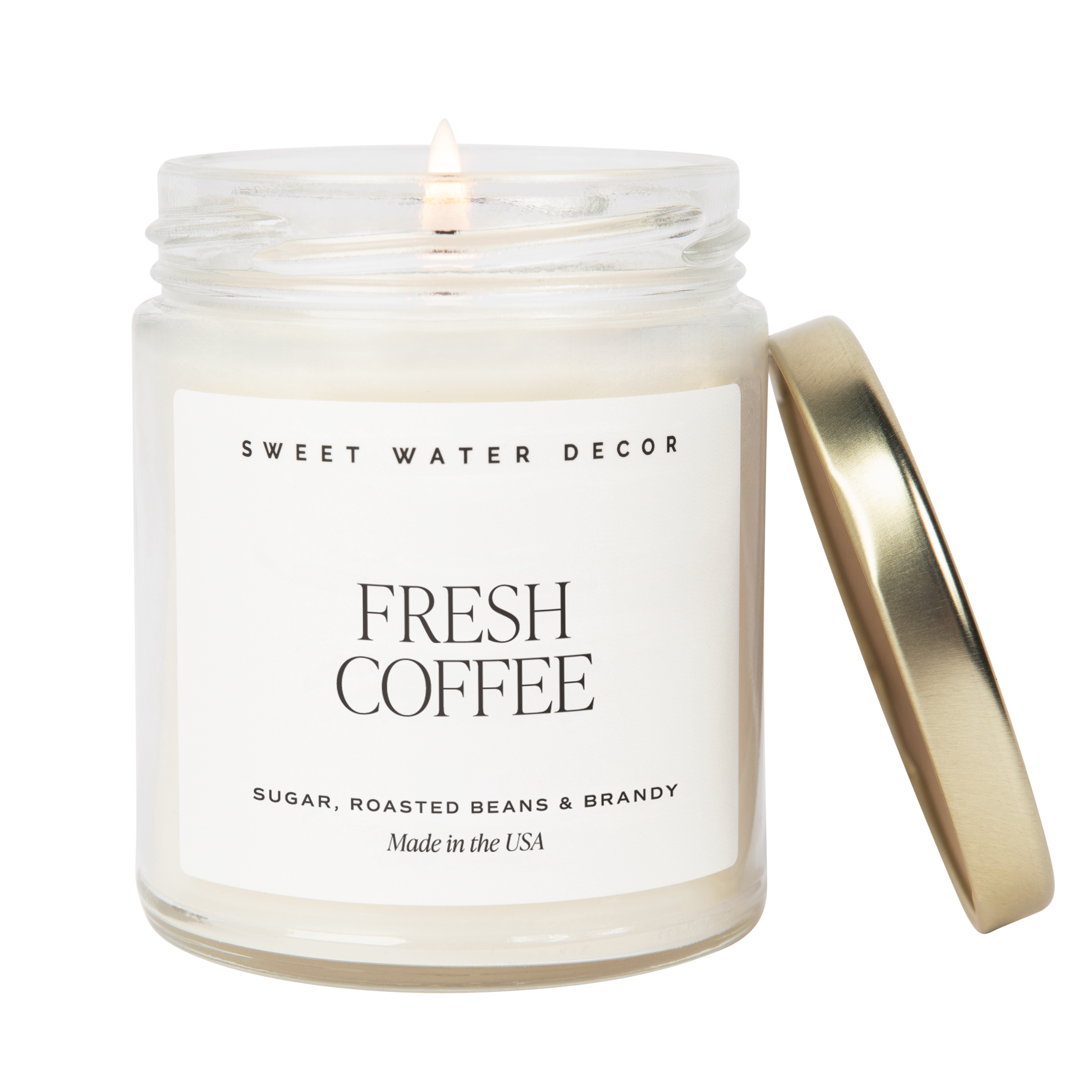 Fresh Coffee Soy Candle - Clear Jar - 9 oz - Decor Addict, LLC