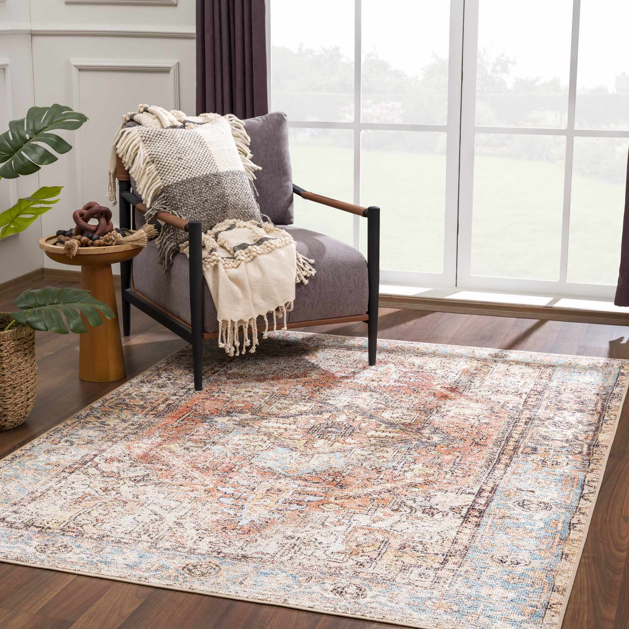 Beck Peach Washable Area Rug - Decor Addict, LLC