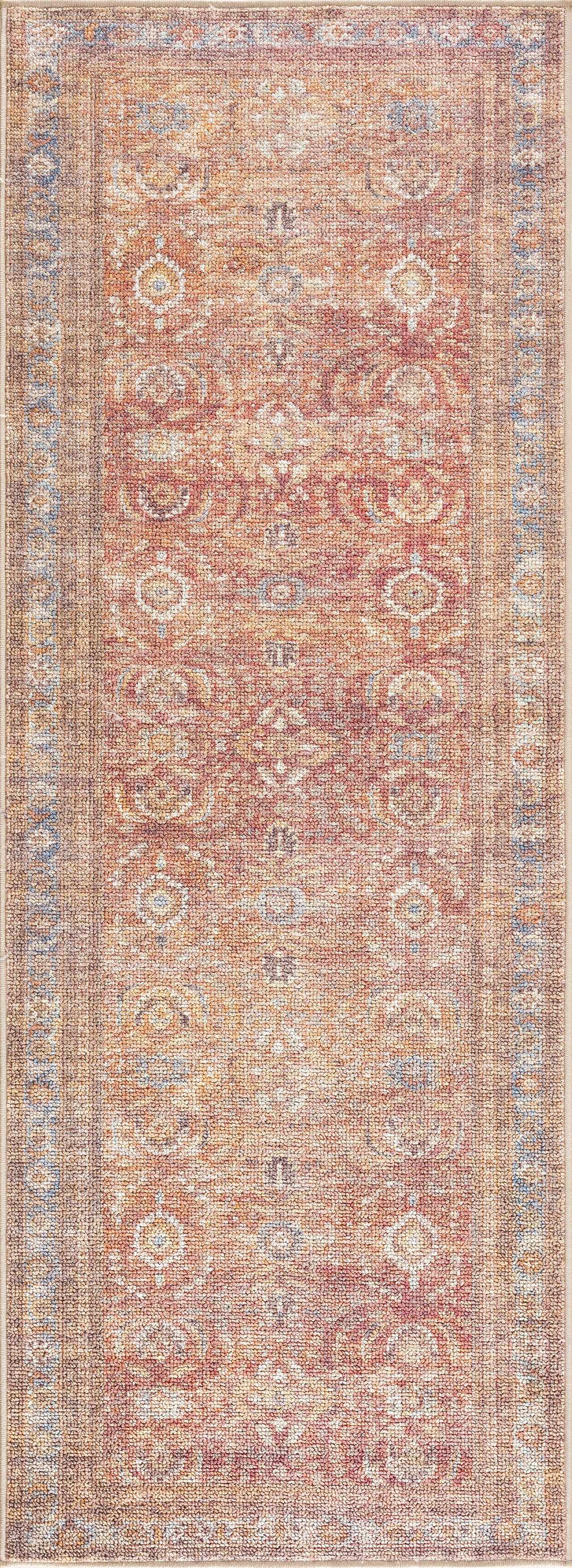 Anshu Peach Washable Area Rug - Decor Addict, LLC