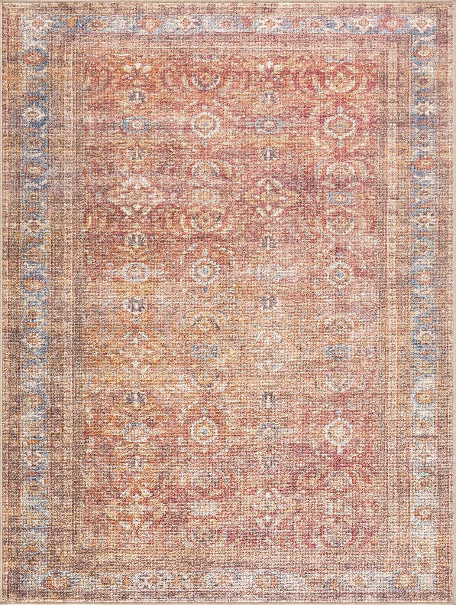 Anshu Peach Washable Area Rug - Decor Addict, LLC