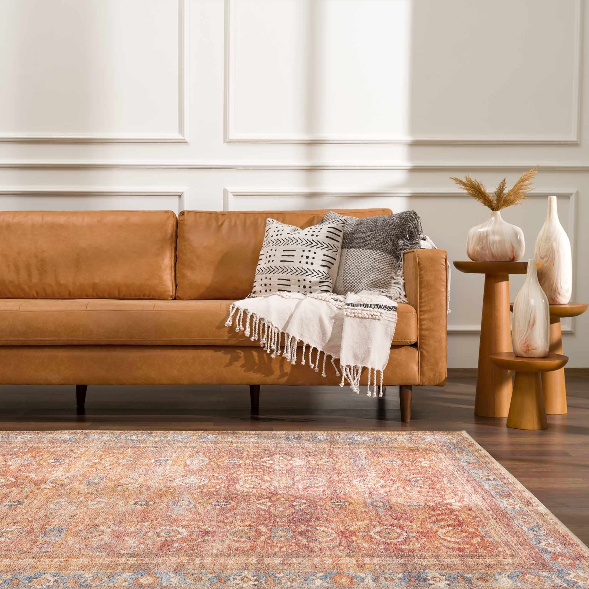 Anshu Peach Washable Area Rug - Decor Addict, LLC