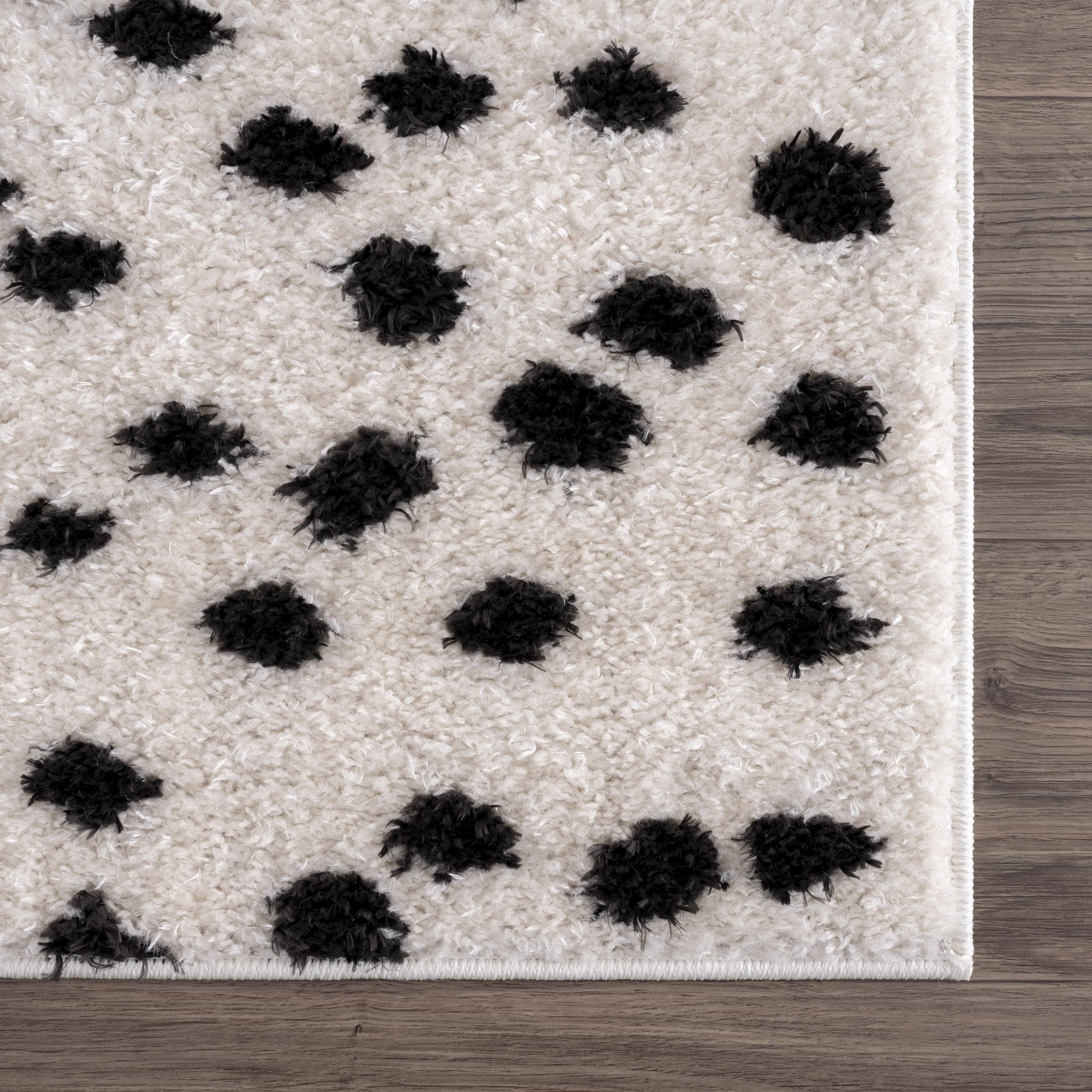 Cansu Black & White Dotted Area Rug - Decor Addict, LLC