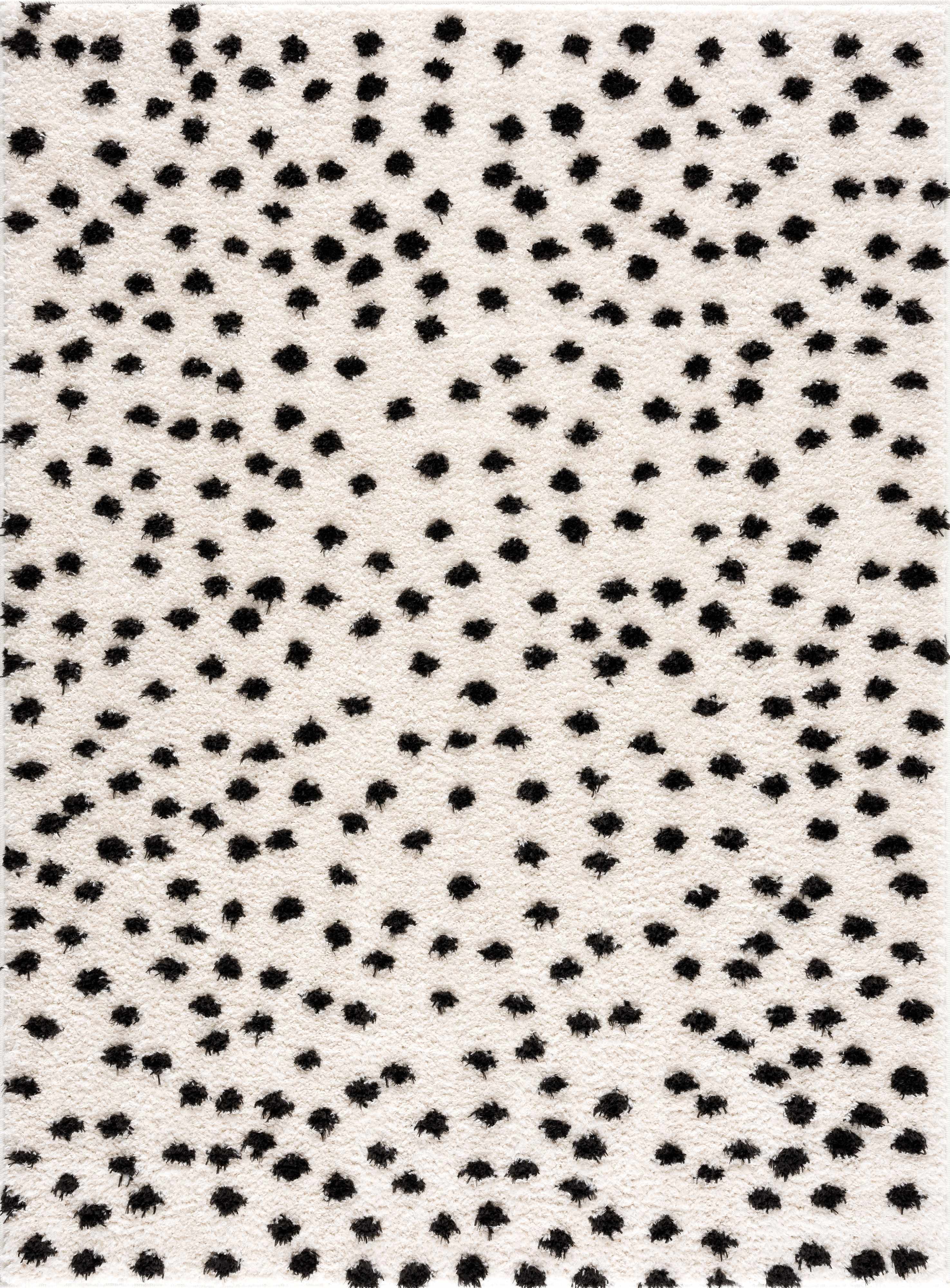 Cansu Black & White Dotted Area Rug - Decor Addict, LLC