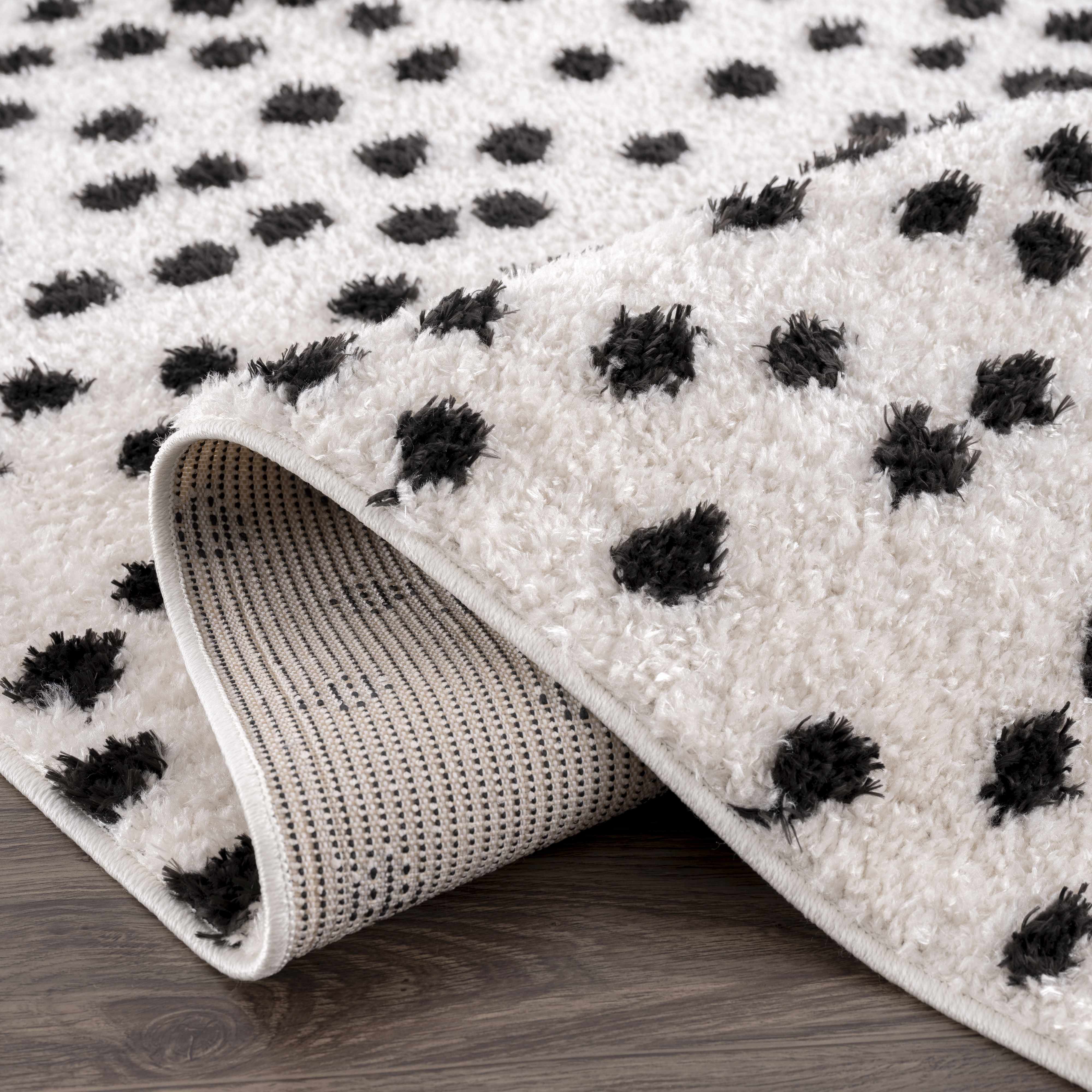 Cansu Black & White Dotted Area Rug - Decor Addict, LLC