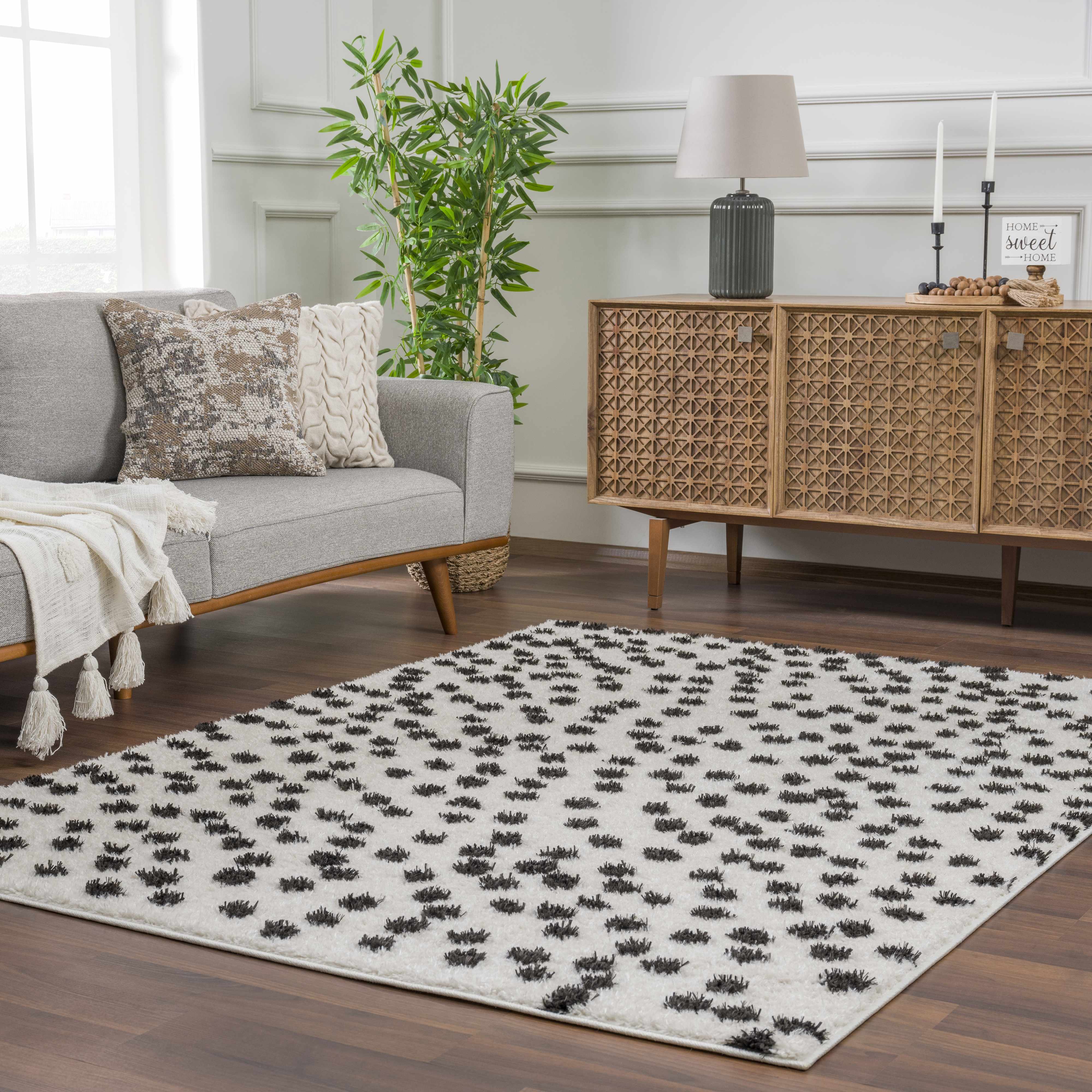 Cansu Black & White Dotted Area Rug - Decor Addict, LLC