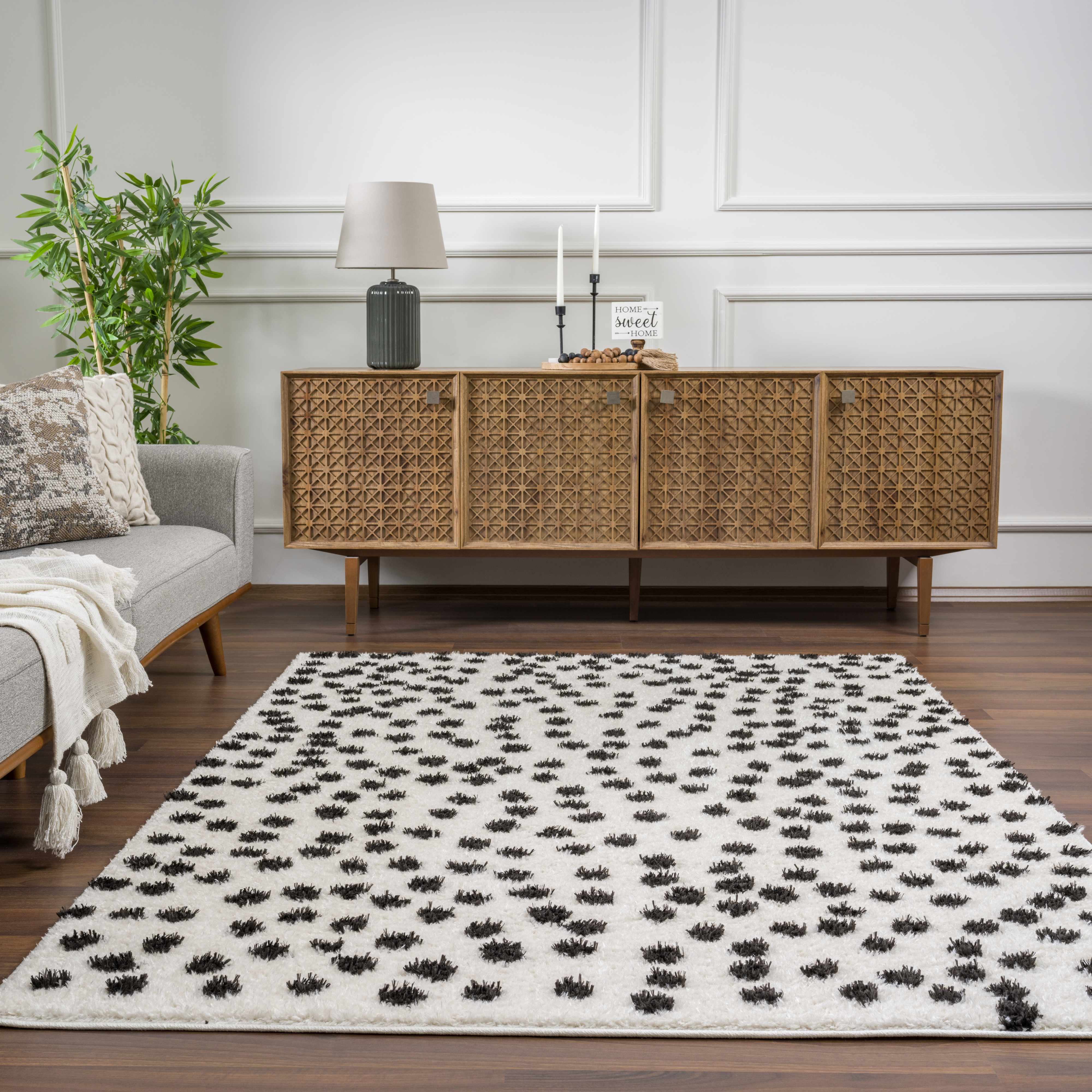 Cansu Black & White Dotted Area Rug - Decor Addict, LLC