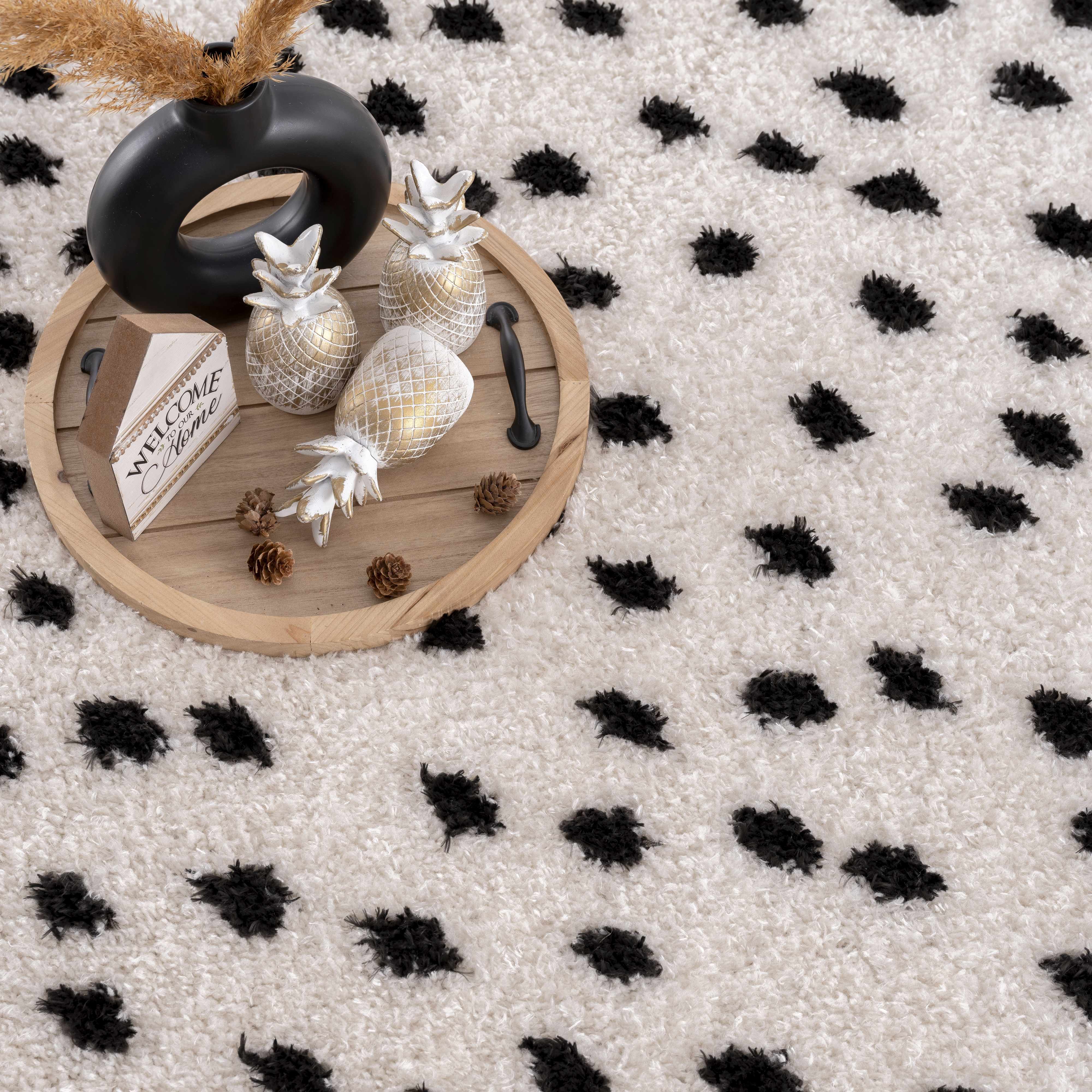 Cansu Black & White Dotted Area Rug - Decor Addict, LLC