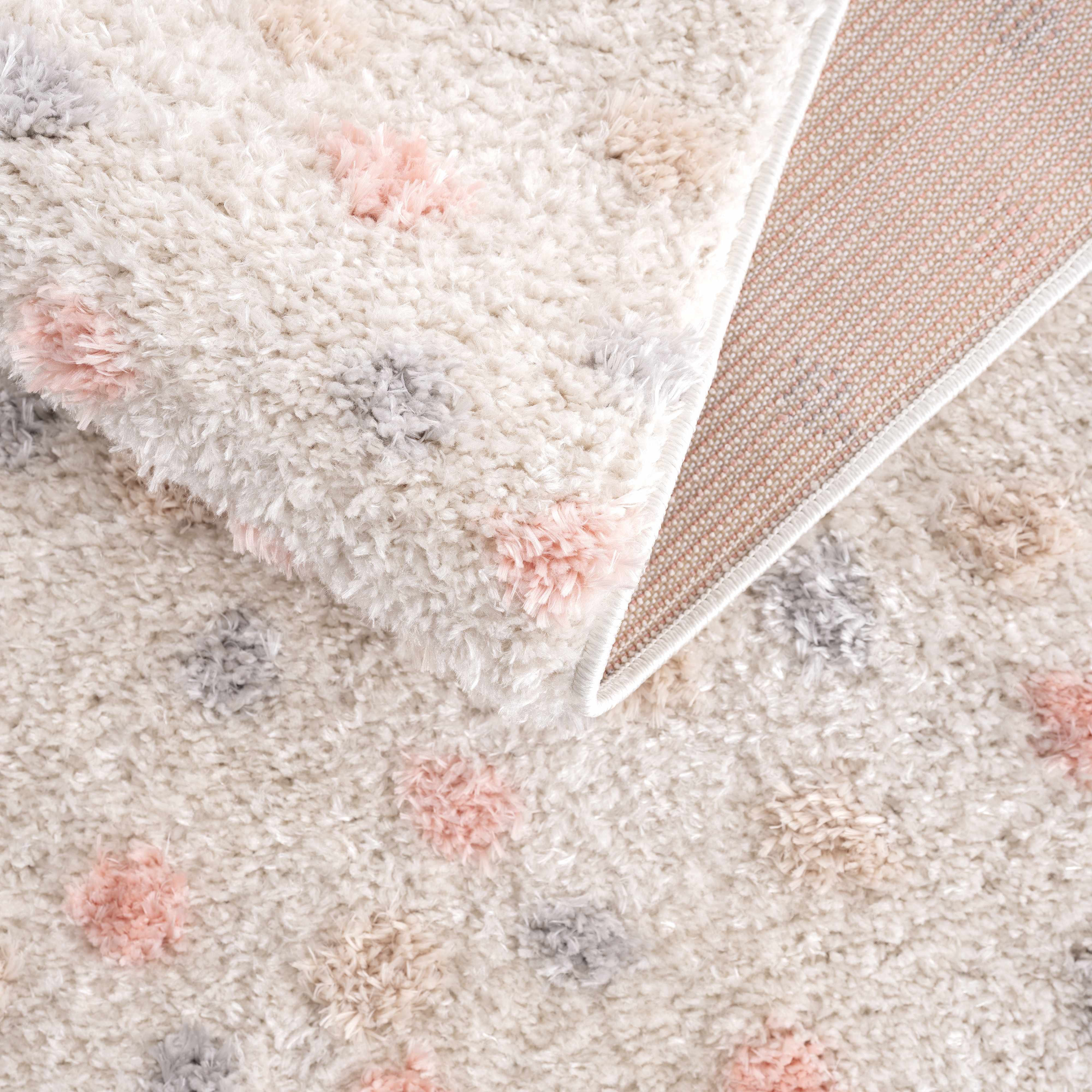Cansu Pink & Cream Dotted Area Rug - Decor Addict, LLC