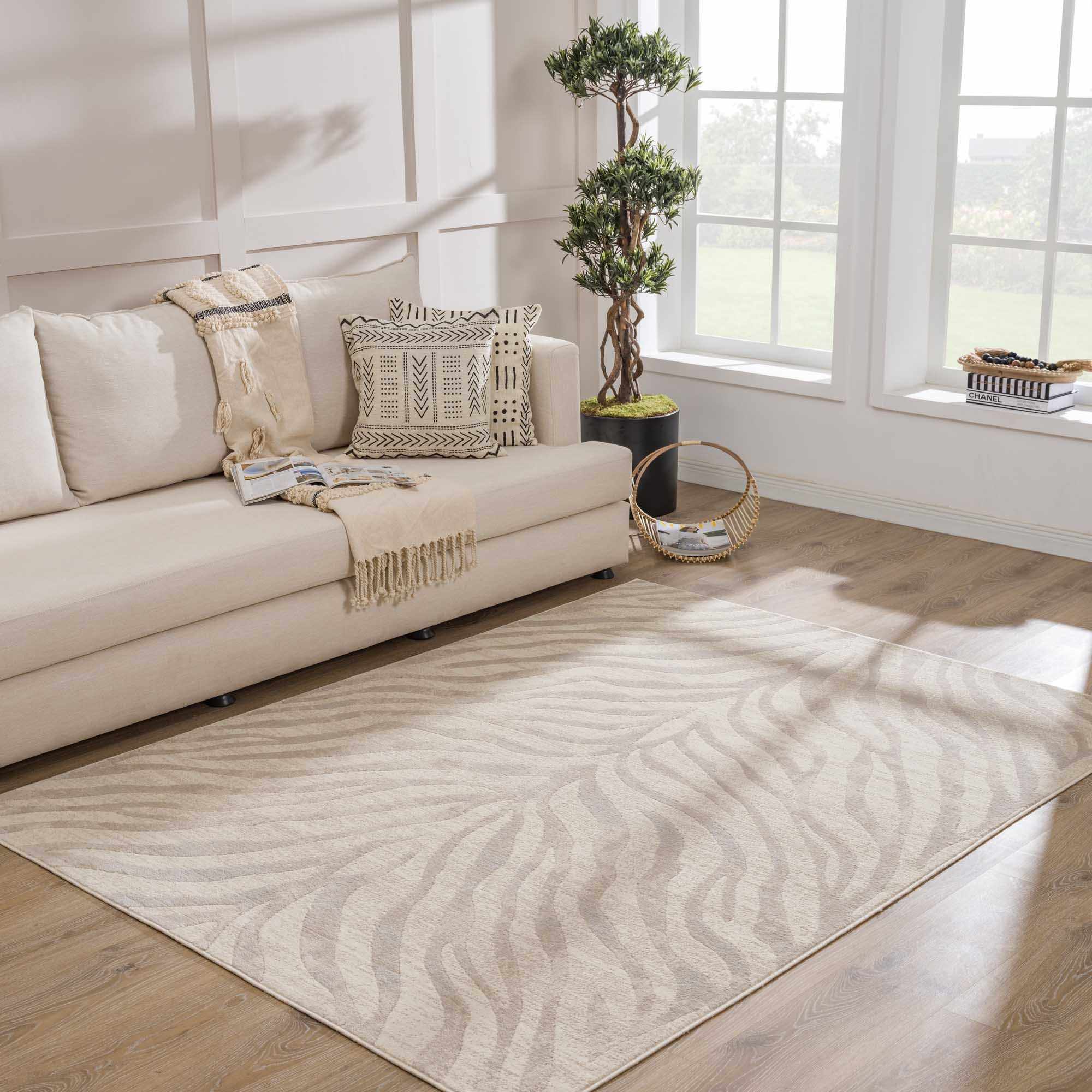 Beige Manteca Zebra Print Area Rug - Decor Addict, LLC