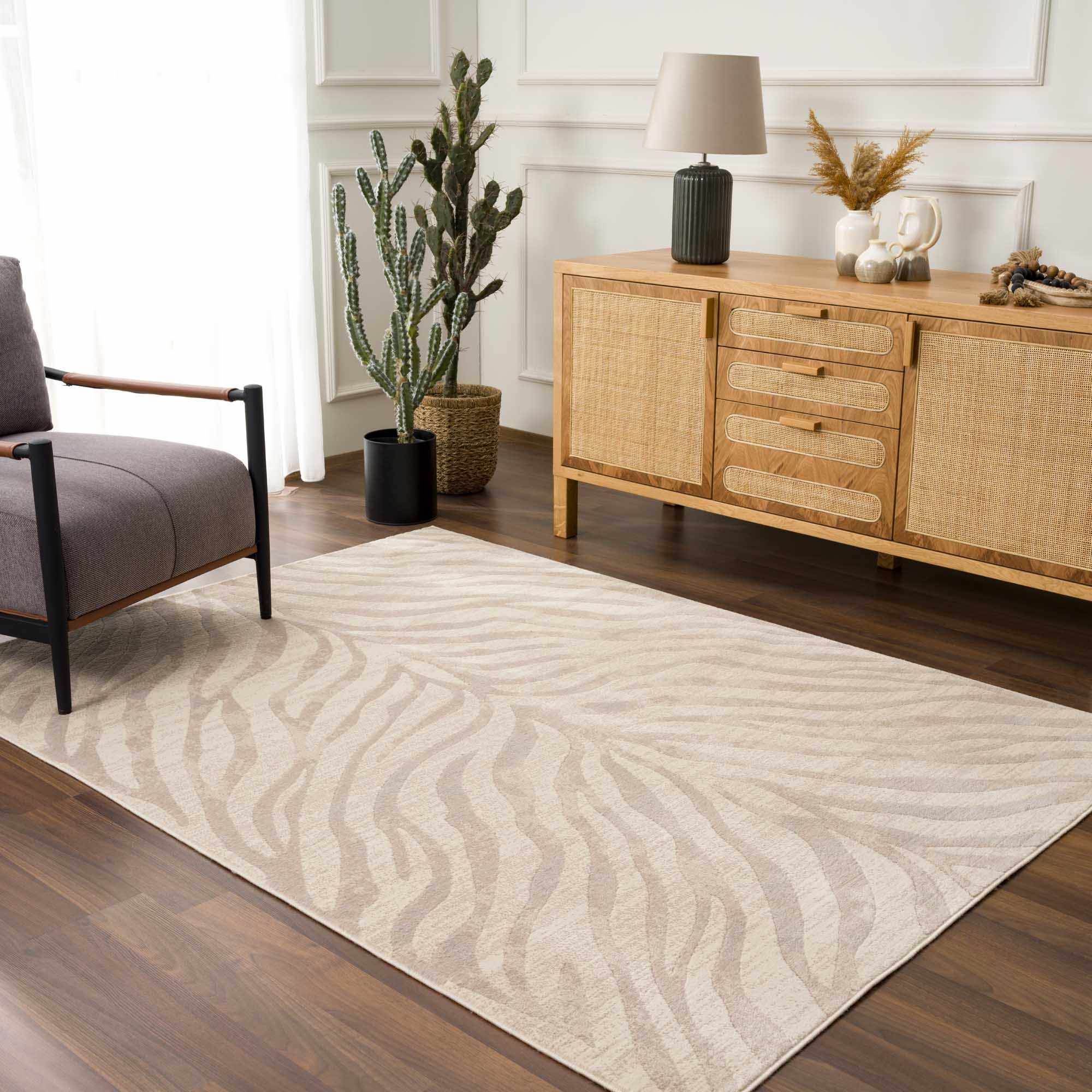Beige Manteca Zebra Print Area Rug - Decor Addict, LLC