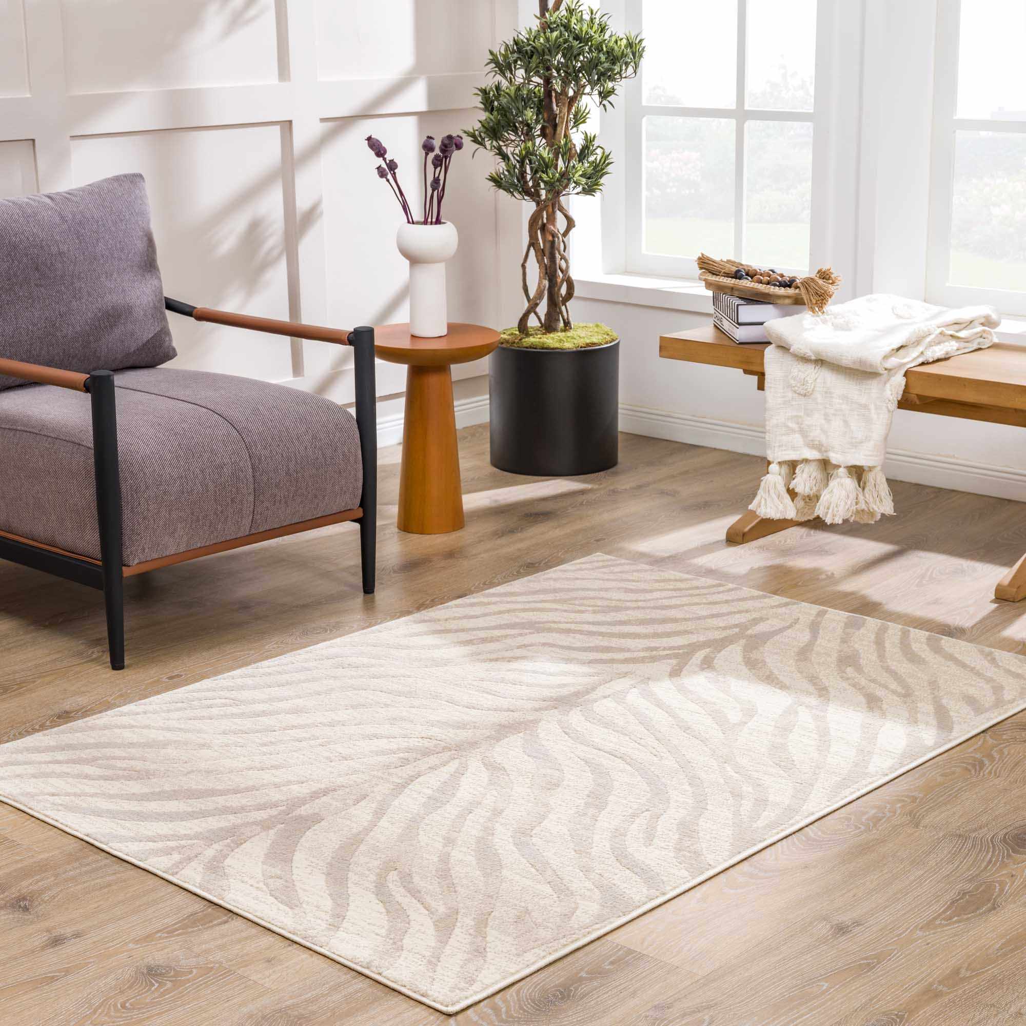 Beige Manteca Zebra Print Area Rug - Decor Addict, LLC