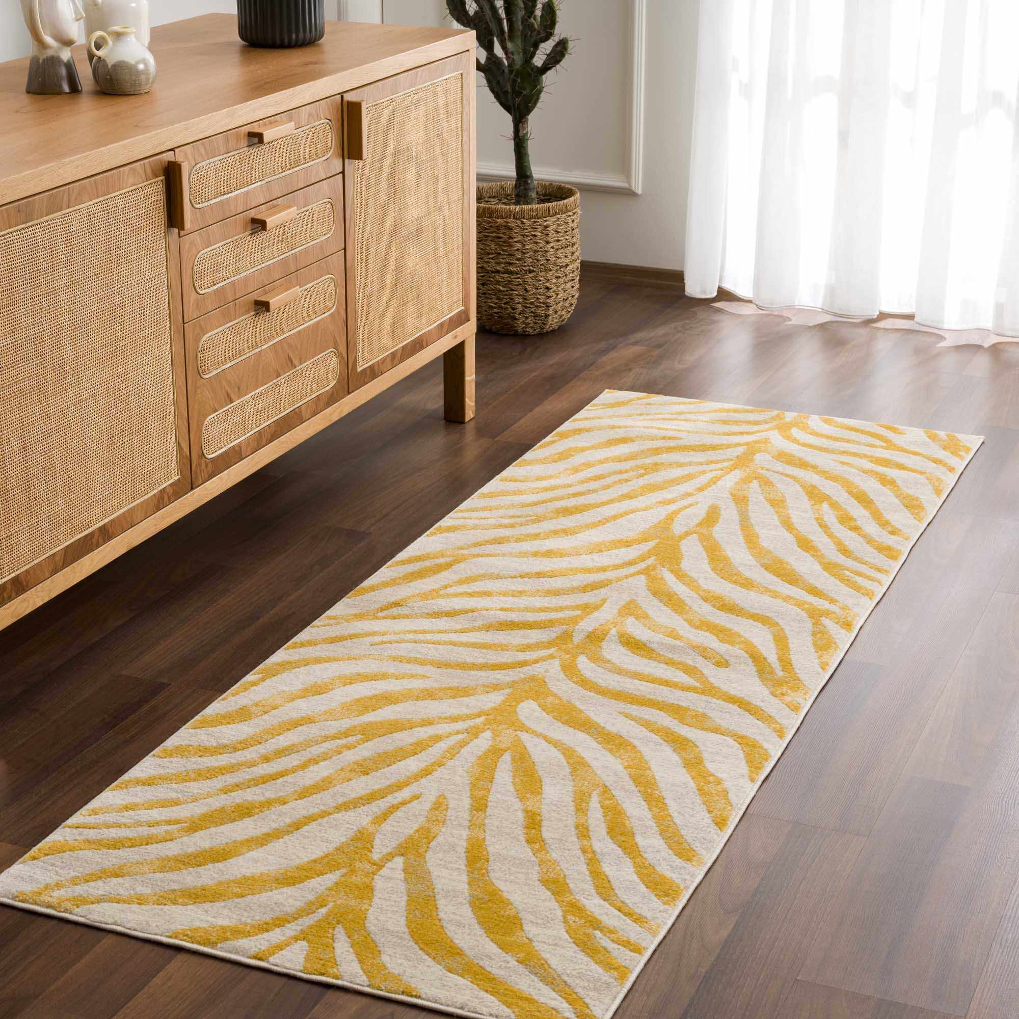 Yellow Terra Zebra Print Area Rug - Decor Addict, LLC