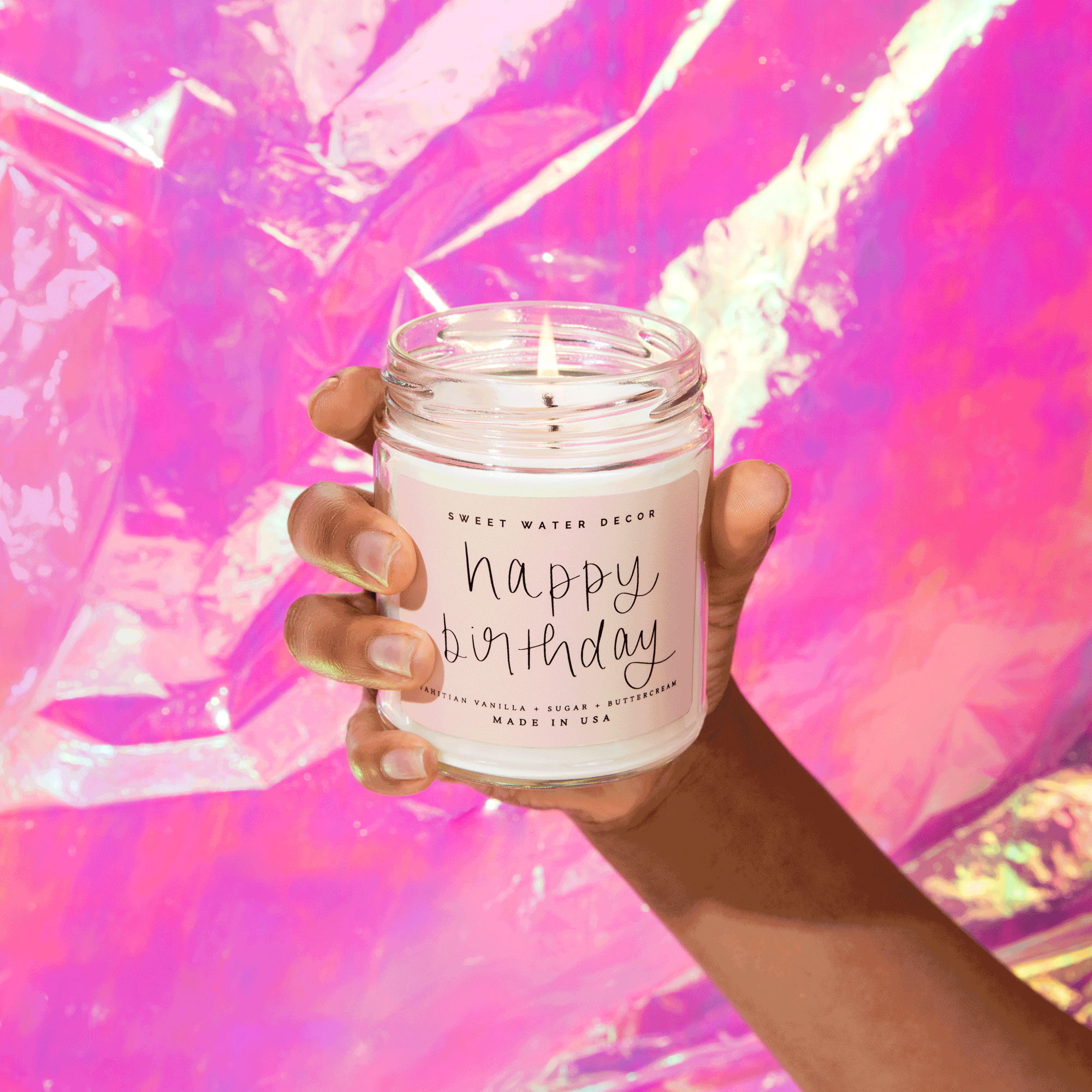 Happy Birthday Soy Candle - Clear Jar - 9 oz - Decor Addict, LLC