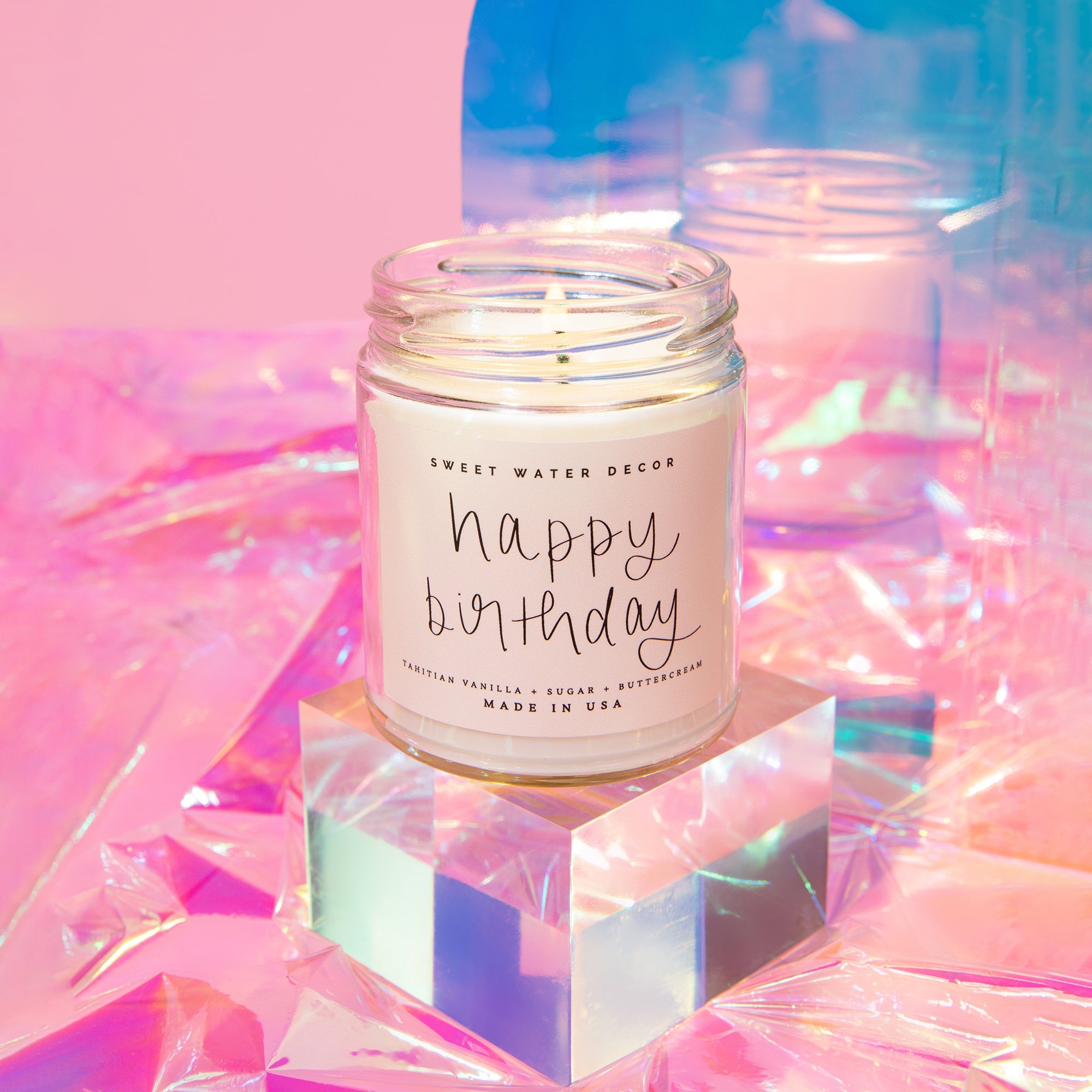 Happy Birthday Soy Candle - Clear Jar - 9 oz - Decor Addict, LLC