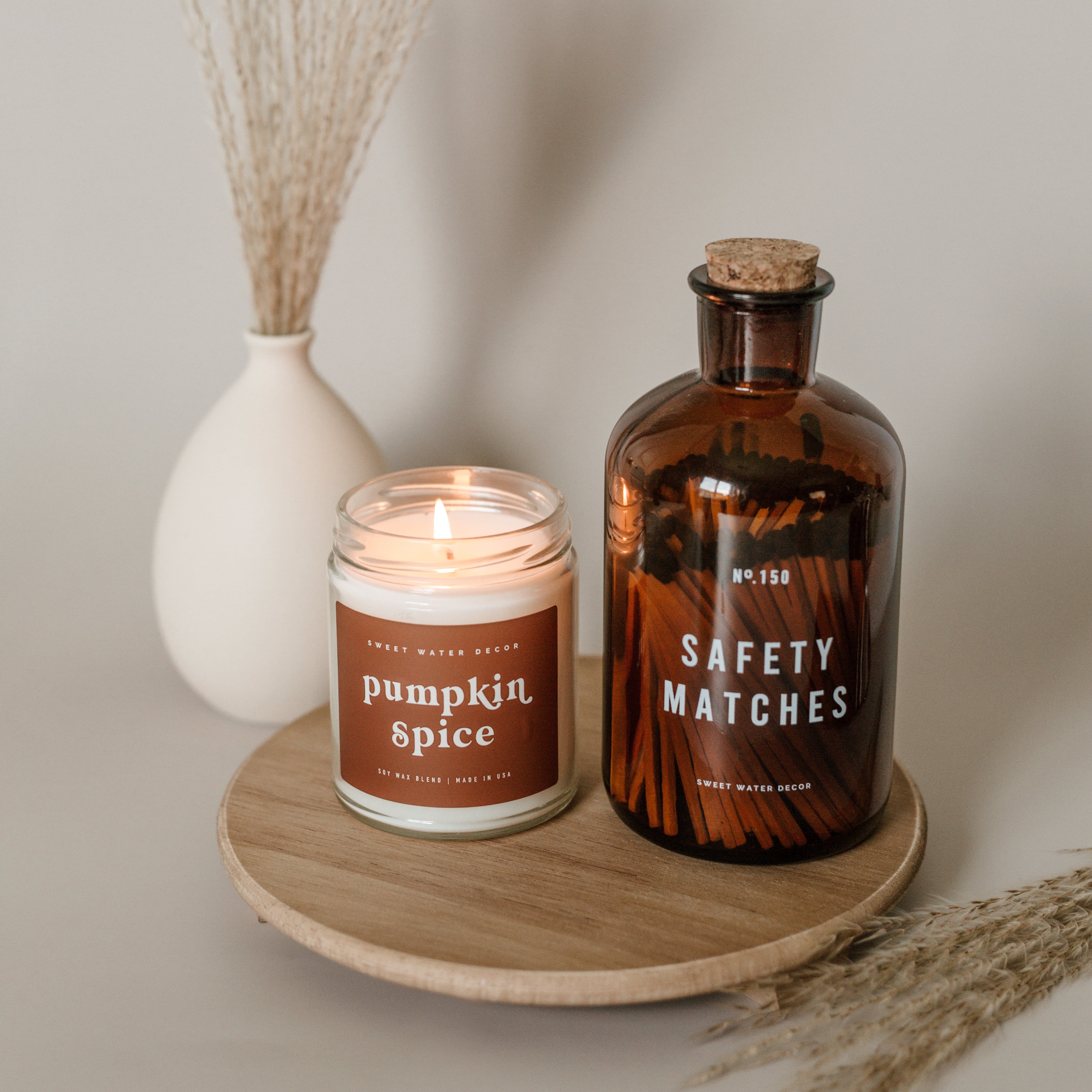 Black Tip Large Amber Apothecary Safety Matches - 150 Count, 4" - Decor Addict, LLC