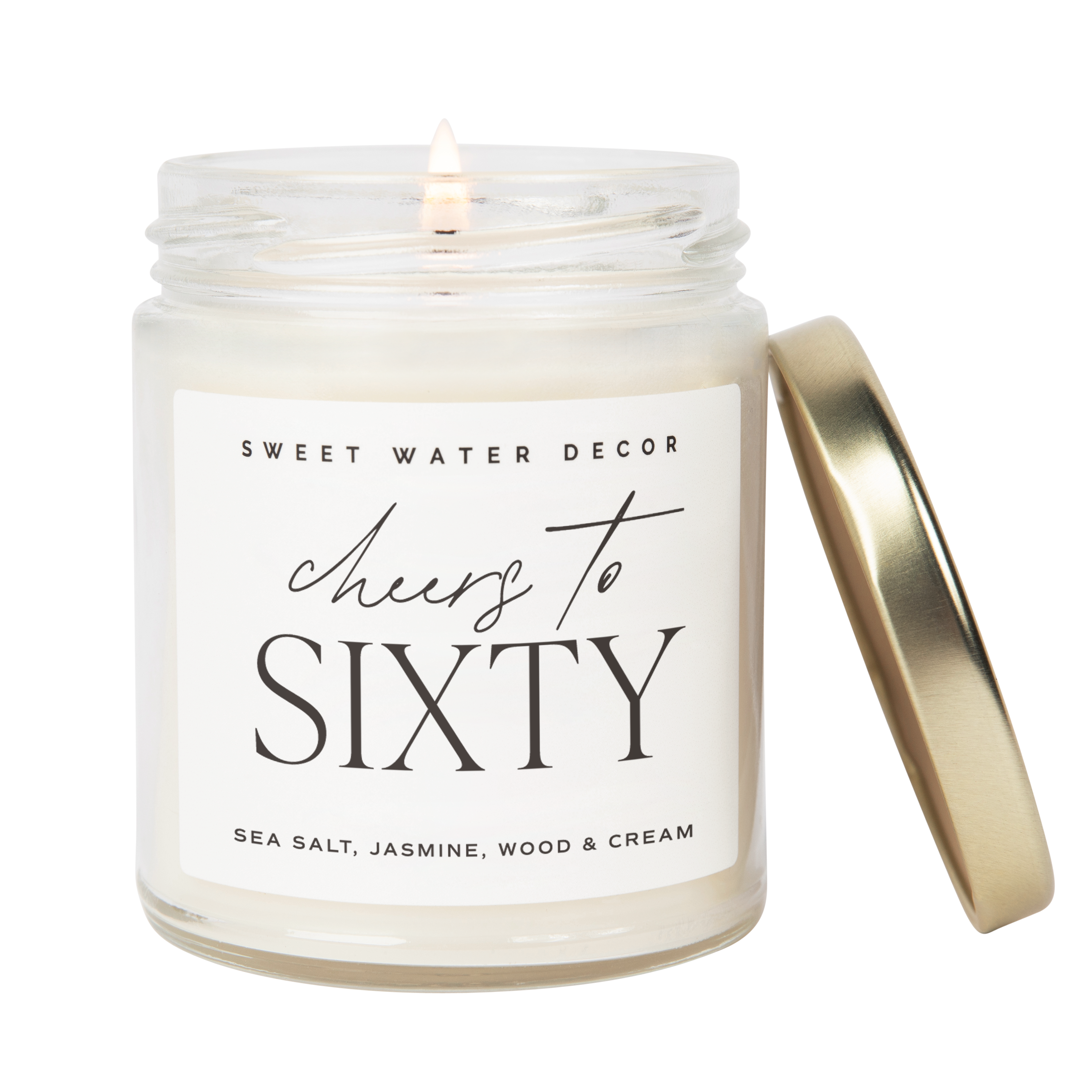 Cheers to Sixty Soy Candle - Clear Jar - 9 oz - Decor Addict, LLC