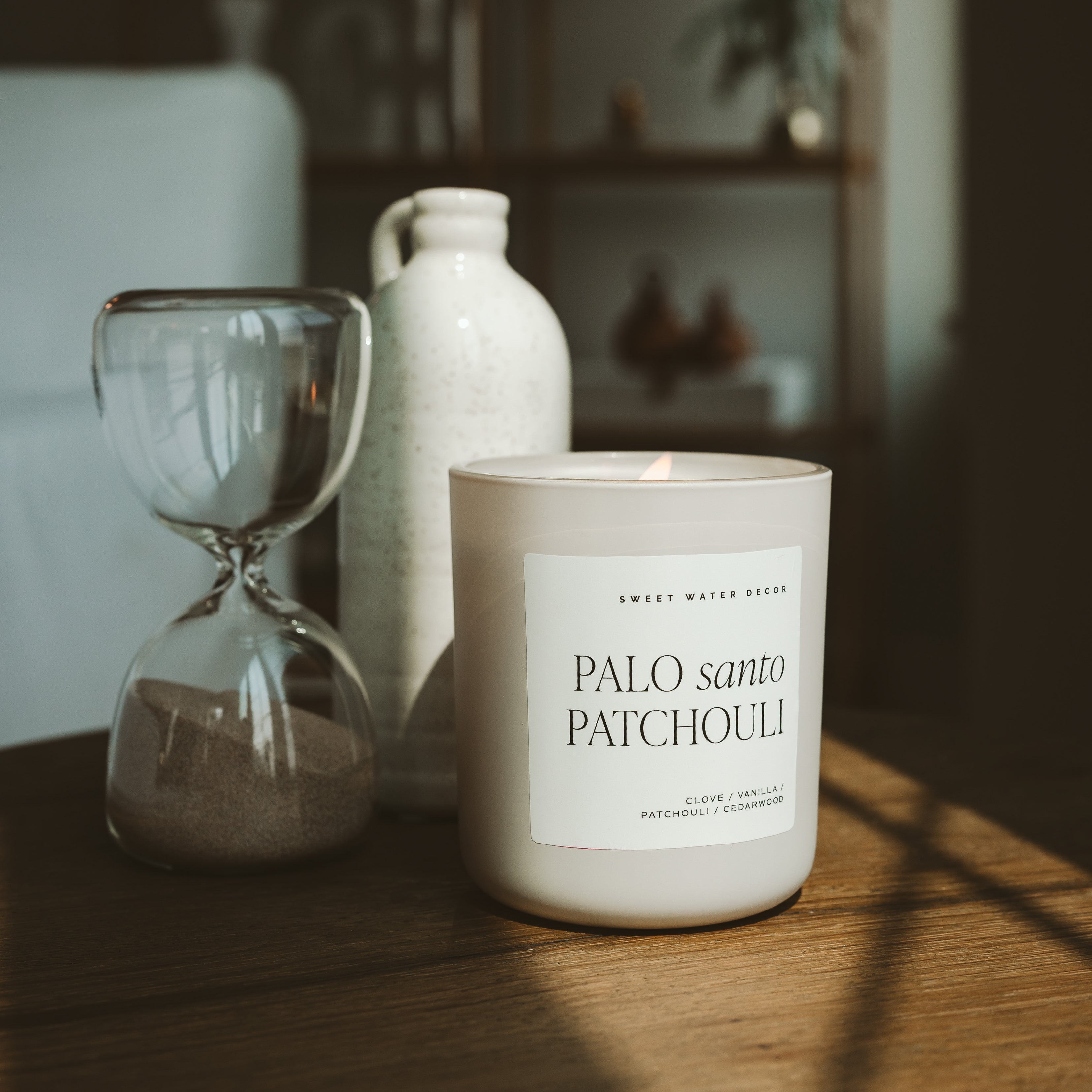 Palo Santo Patchouli Soy Candle - Tan Matte Jar - 15 oz - Decor Addict, LLC