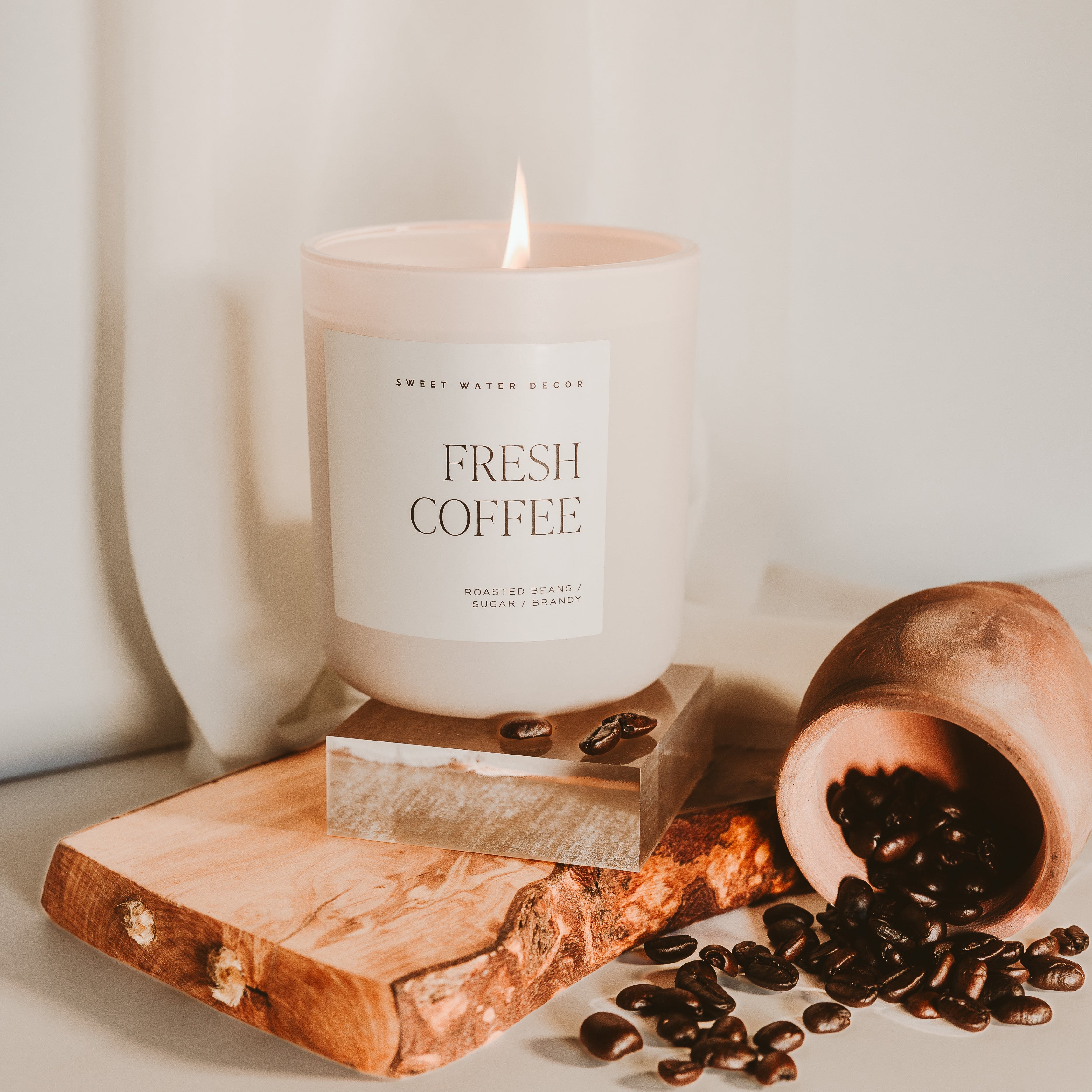 Fresh Coffee Soy Candle - Tan Matte Jar - 15 oz - Decor Addict, LLC