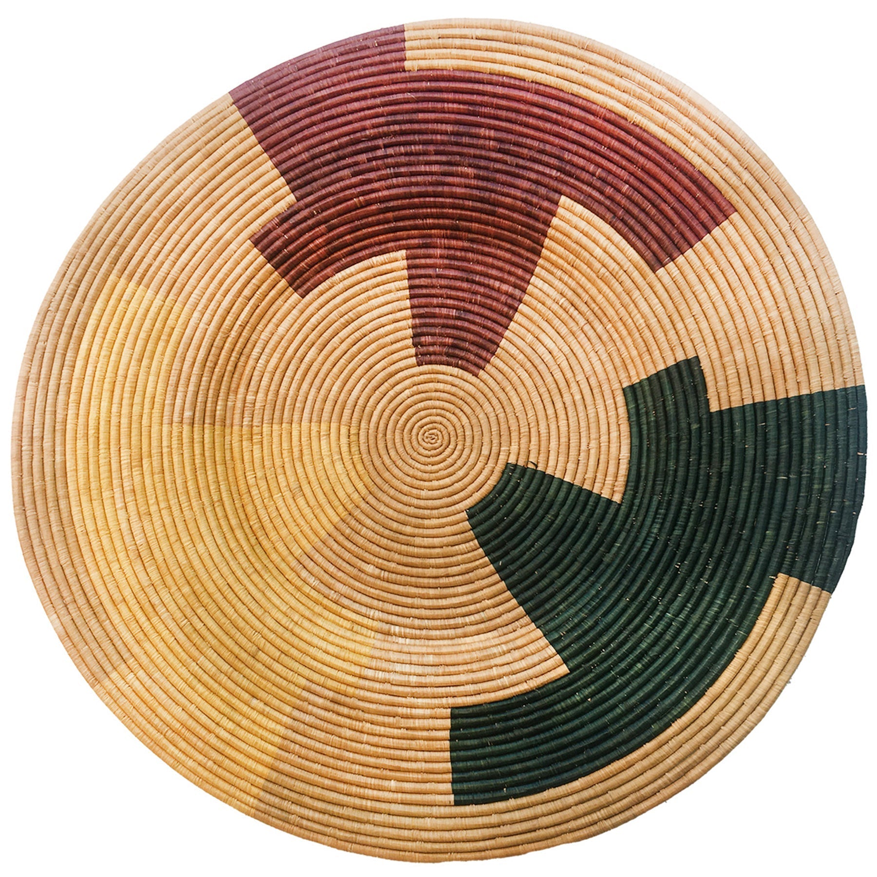 48" Oversized Tan & Evergreen Geo Wall Art Plate - Decor Addict, LLC