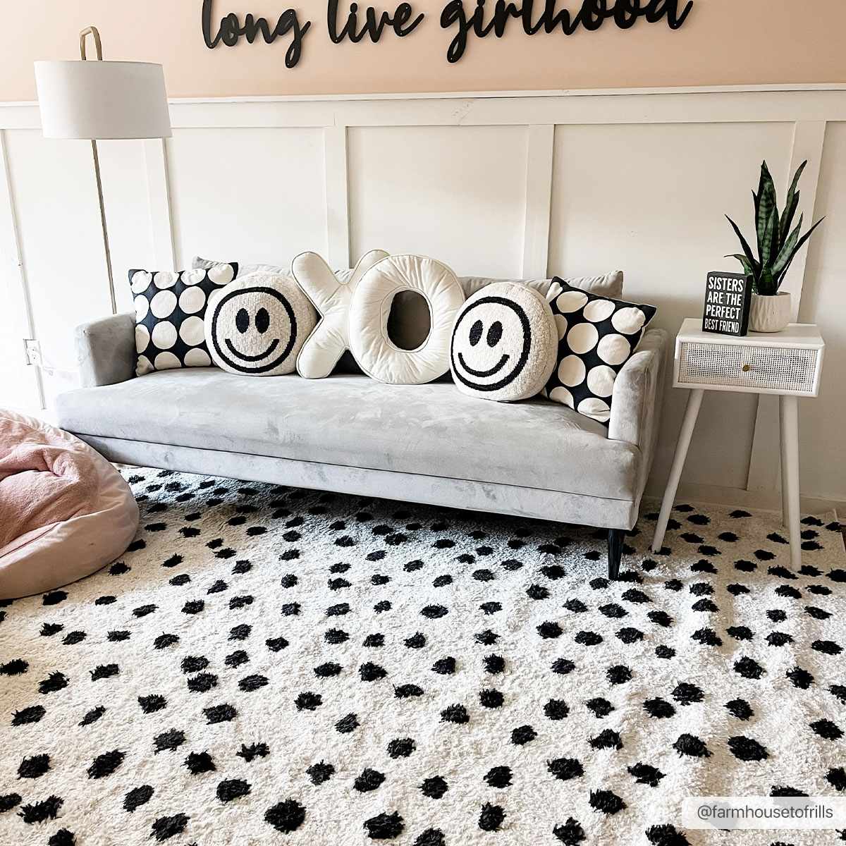 Cansu Black & White Dotted Area Rug - Decor Addict, LLC