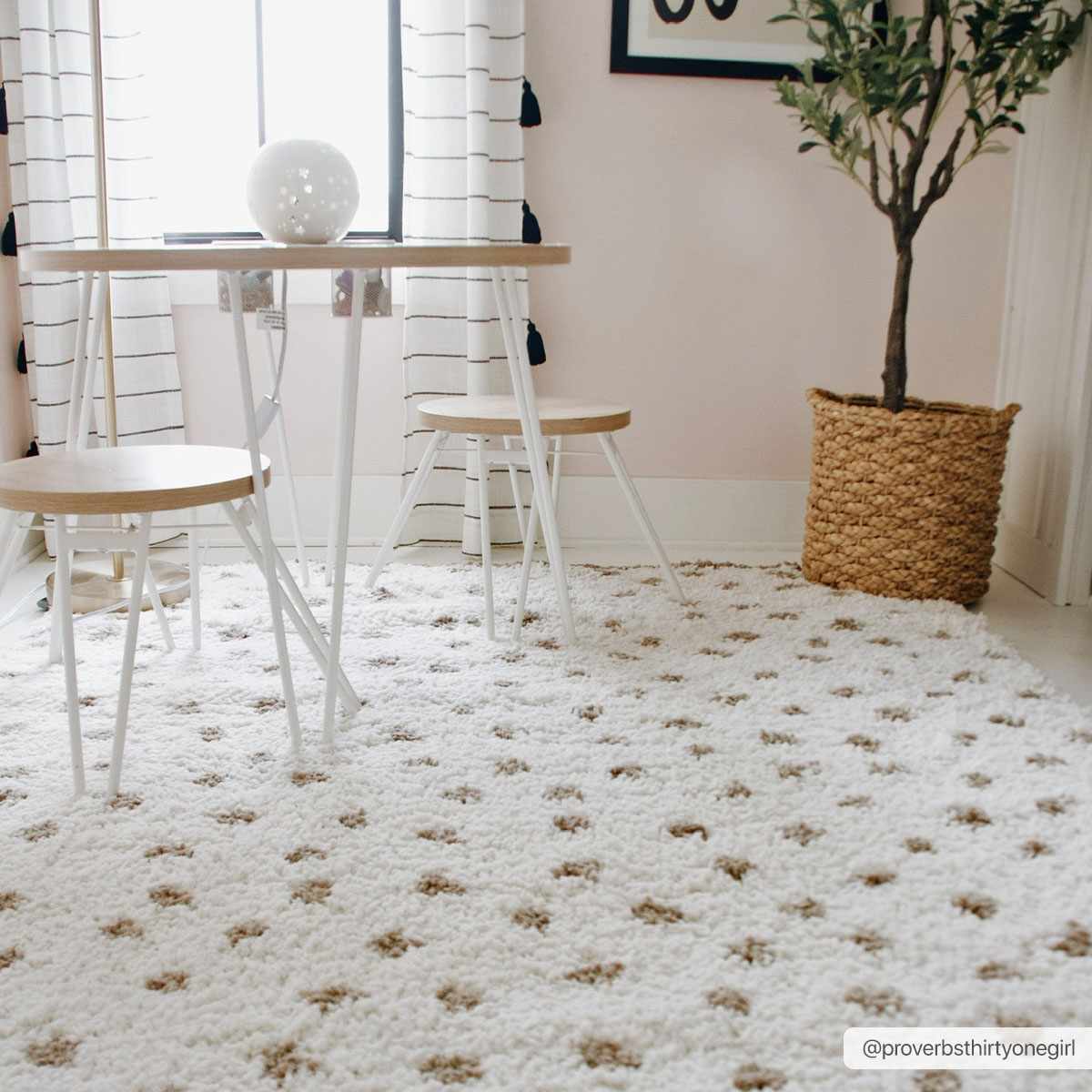 Chaia Dotted Cream & Brown Plush Rug - Decor Addict, LLC