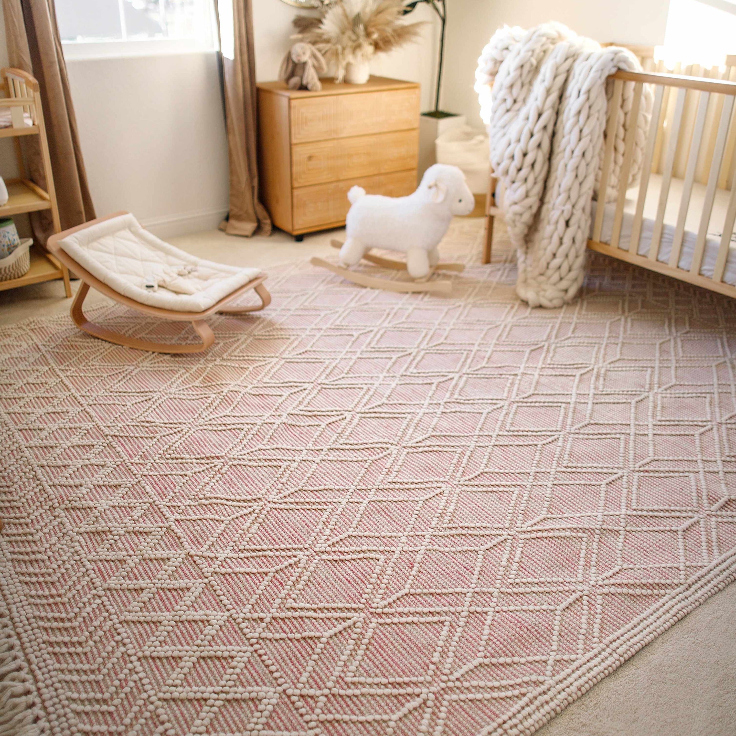 Ramsbury Pink Trellis Wool Rug - Decor Addict, LLC