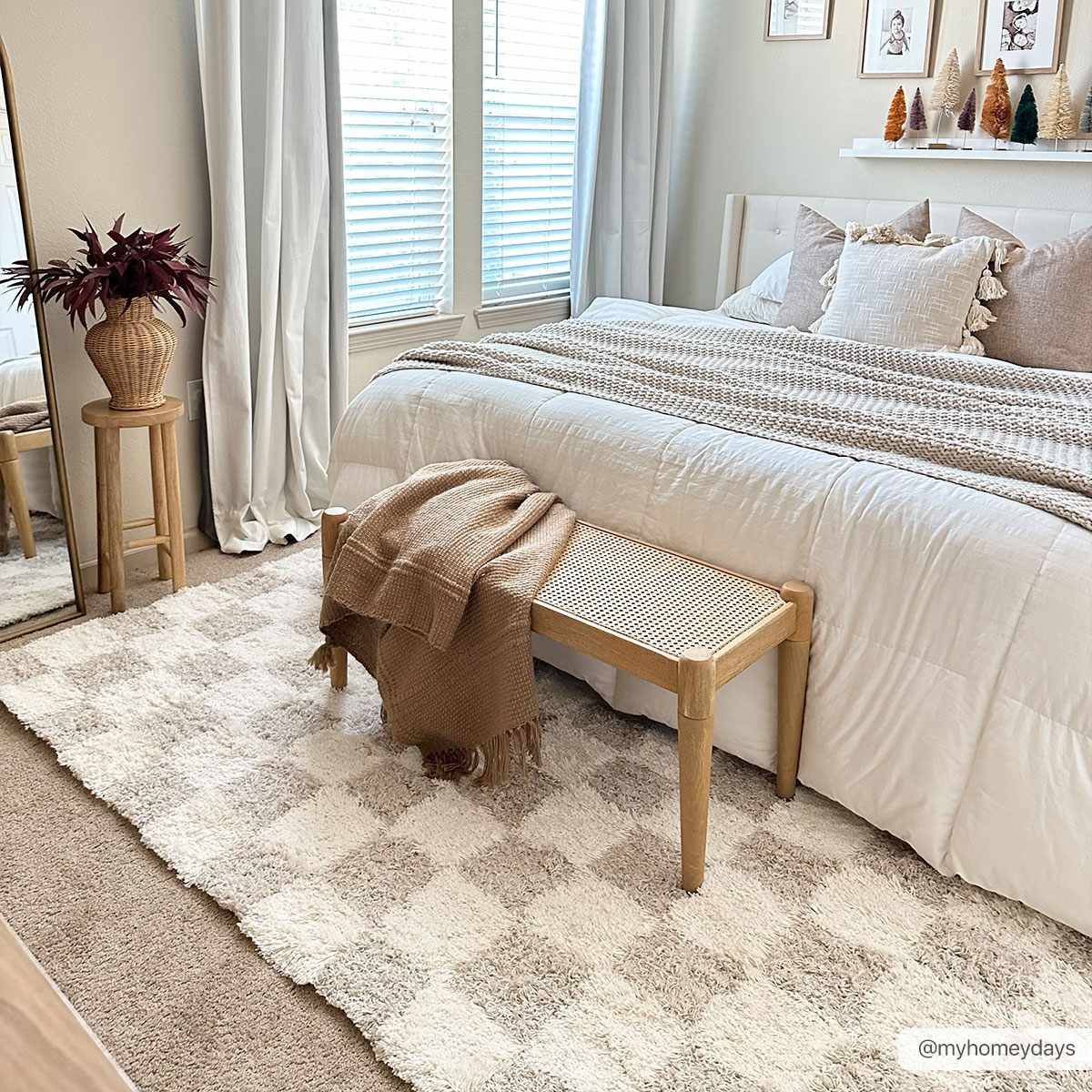 Atira Light Brown Checkered Area Rug - Decor Addict, LLC