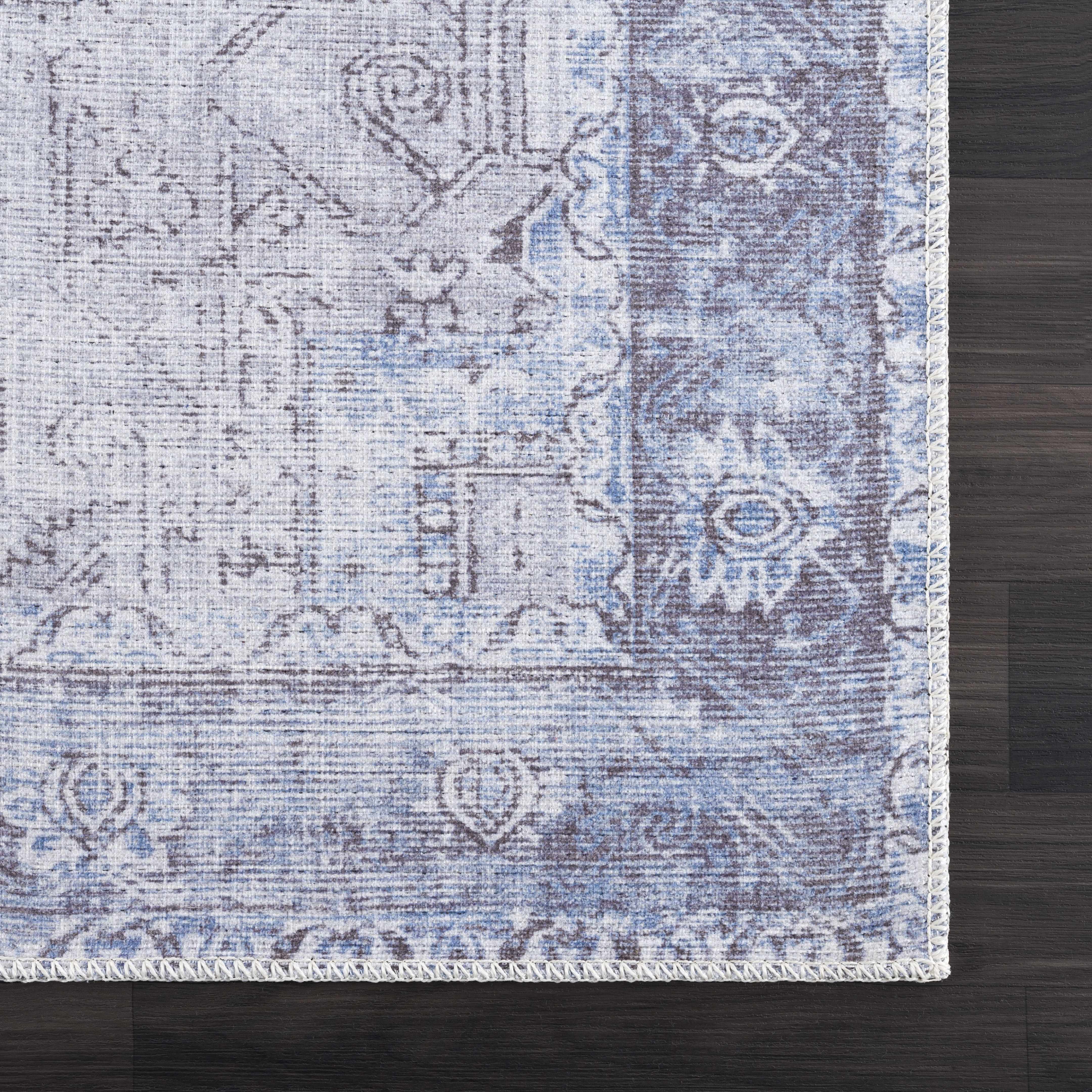 Rosman Blue Washable Area Rug - Decor Addict, LLC