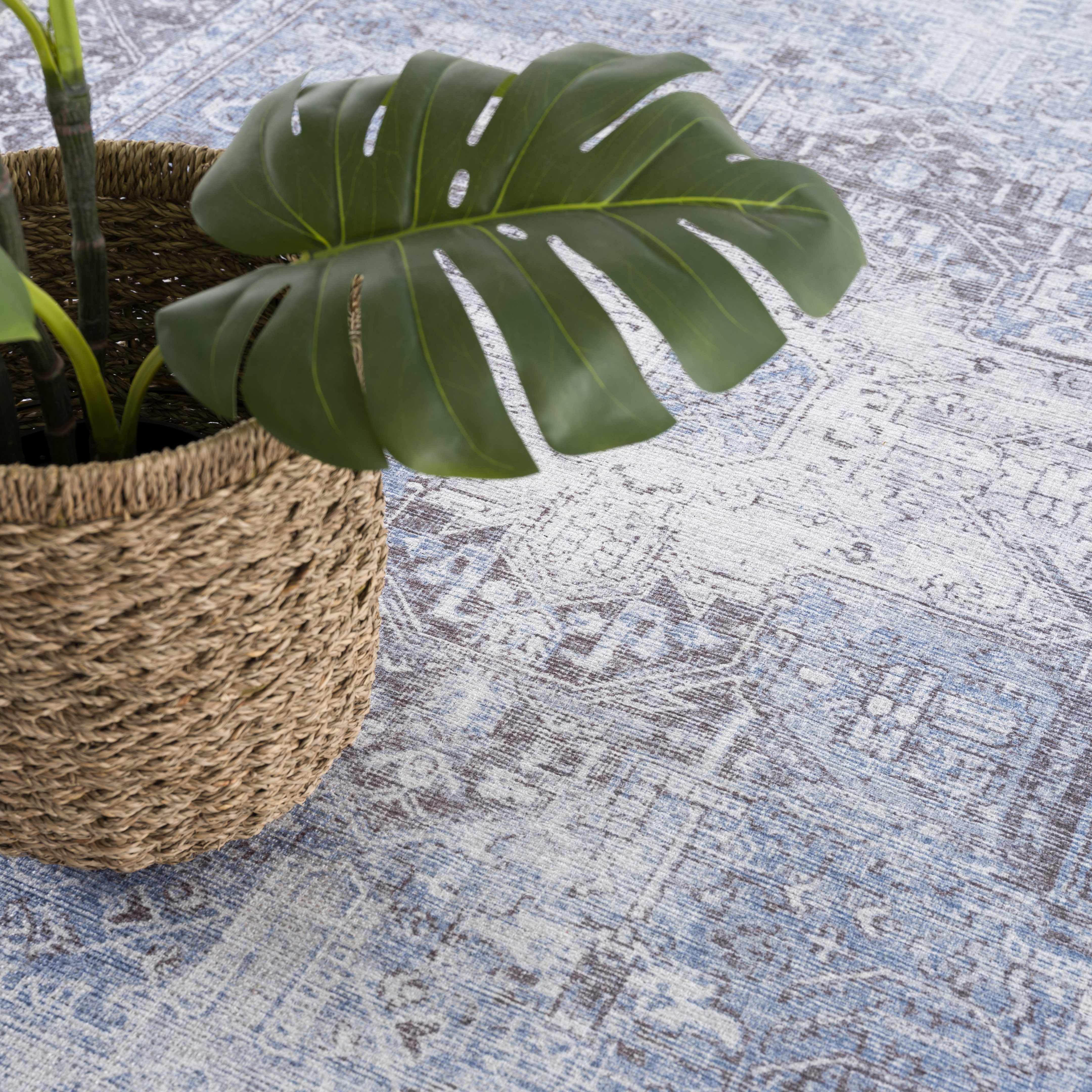 Rosman Blue Washable Area Rug - Decor Addict, LLC