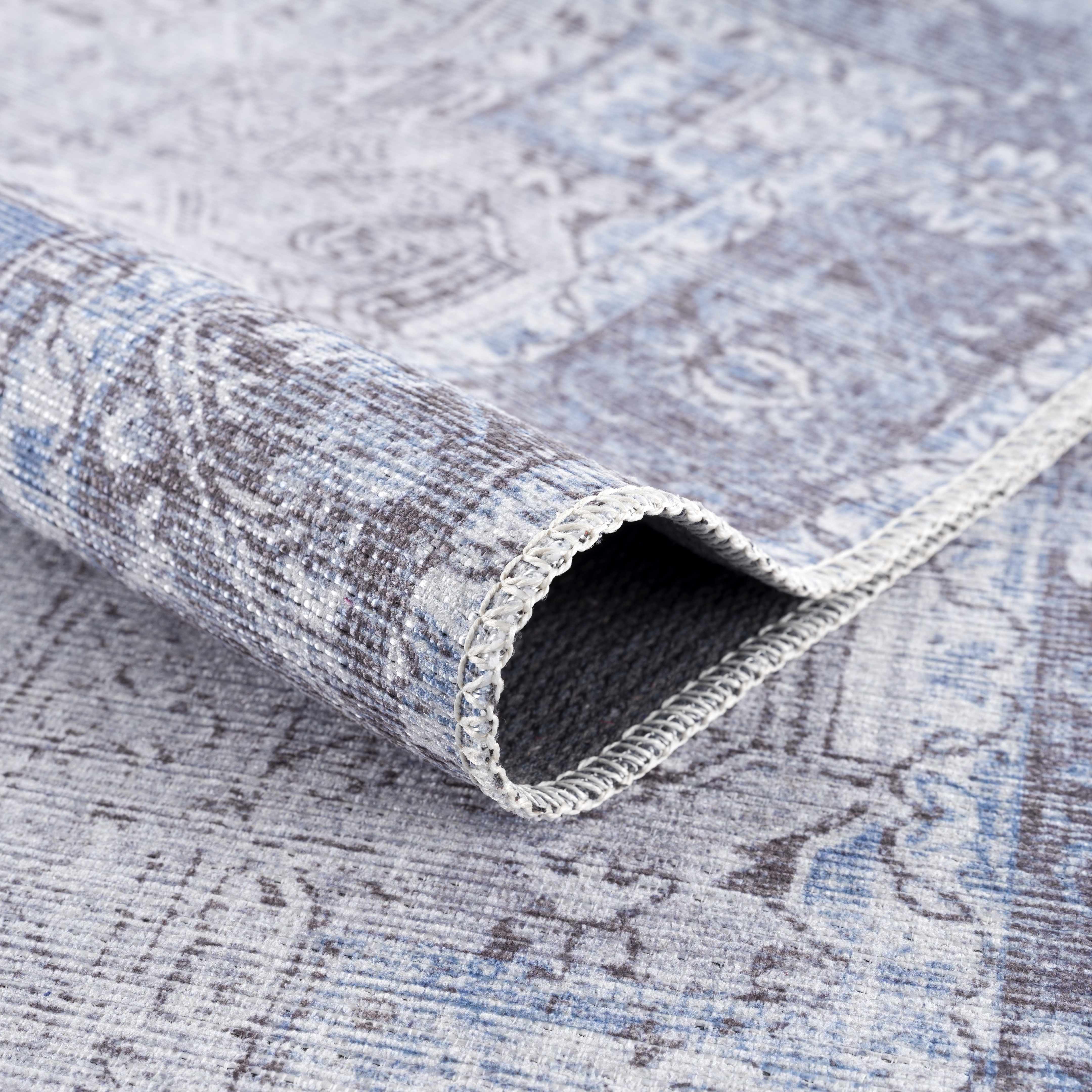 Rosman Blue Washable Area Rug - Decor Addict, LLC