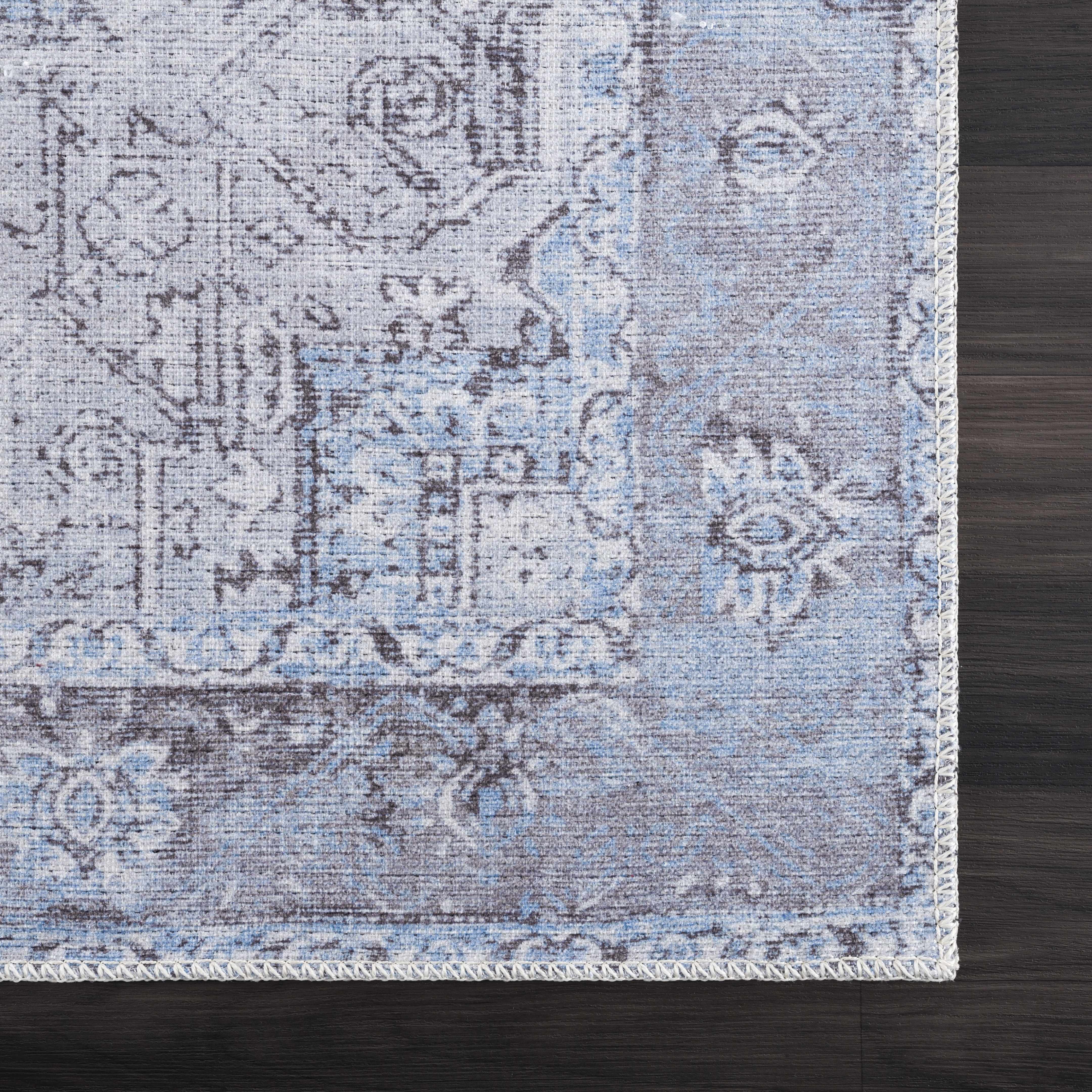 Aqua Rosman Washable Area Rug - Decor Addict, LLC
