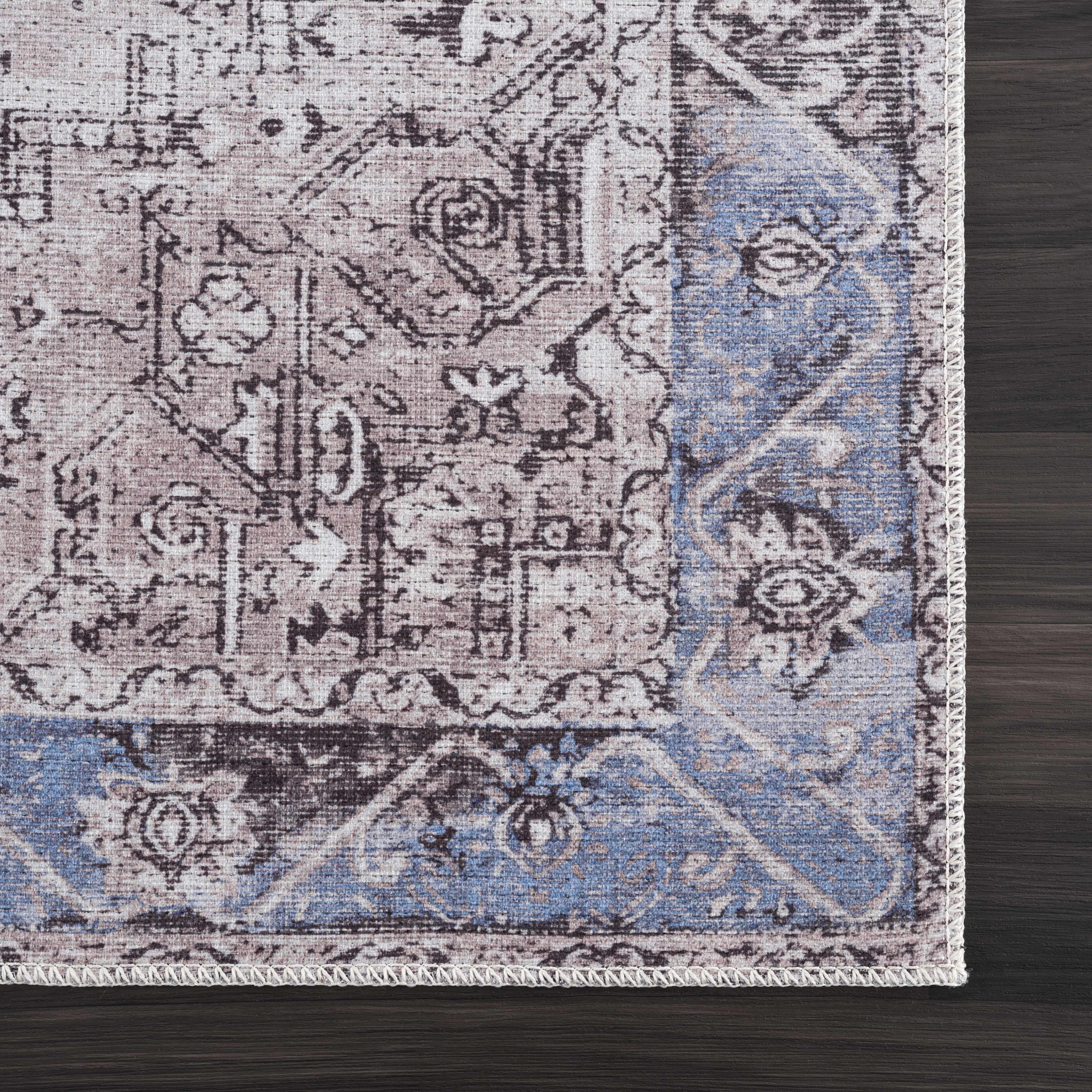 Rosman Blue&Beige Washable Area Rug - Decor Addict, LLC