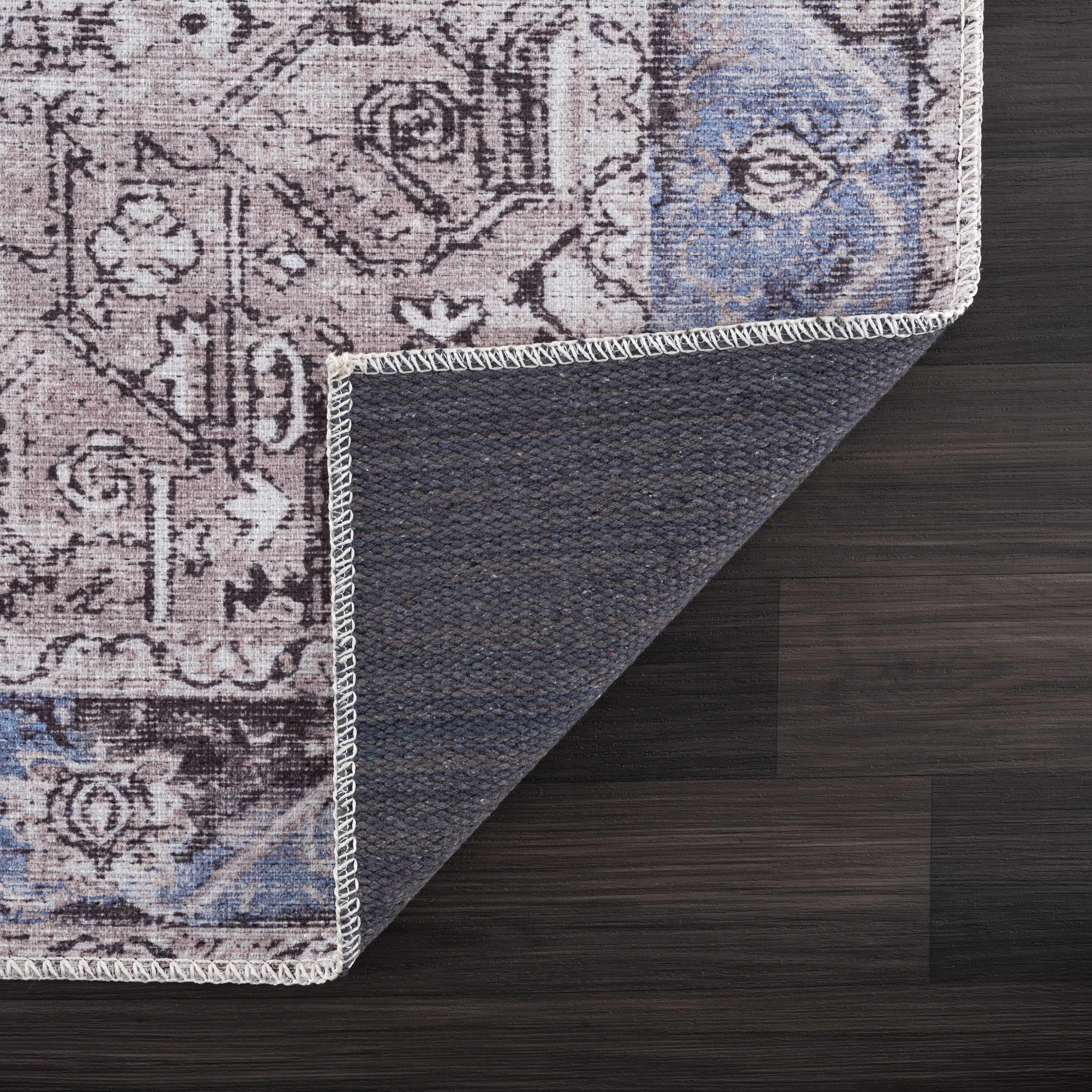 Rosman Blue&Beige Washable Area Rug - Decor Addict, LLC