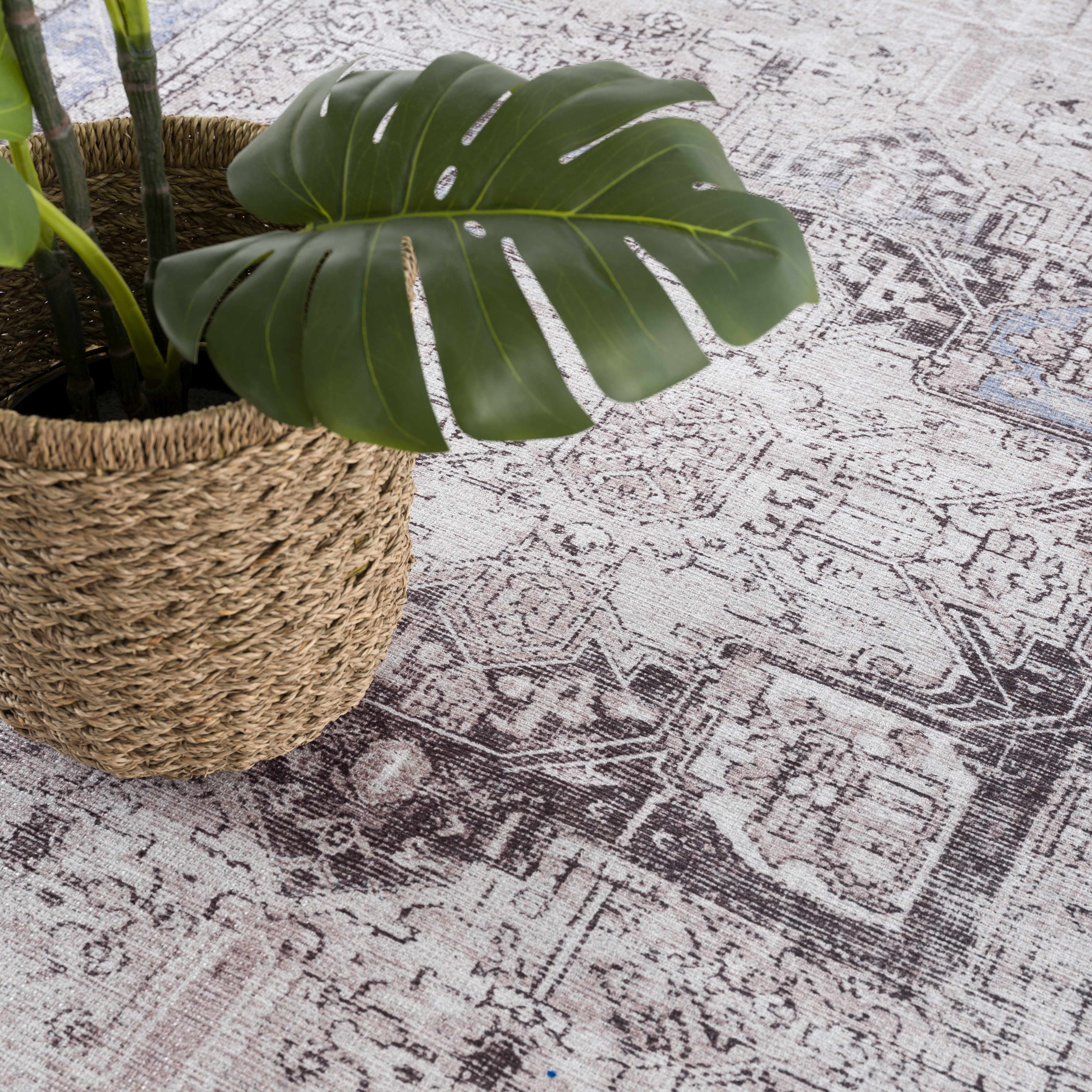 Rosman Blue&Beige Washable Area Rug - Decor Addict, LLC